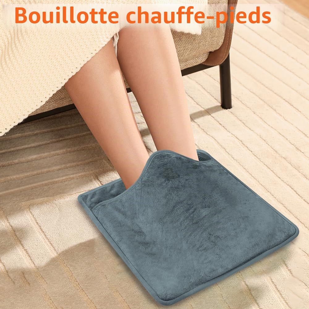 Chauffe-pieds électrique, Avec 6 niveaux de température et 4 fonctions d'arrêt de minuterie - Lavable - 50 W (gris foncé)