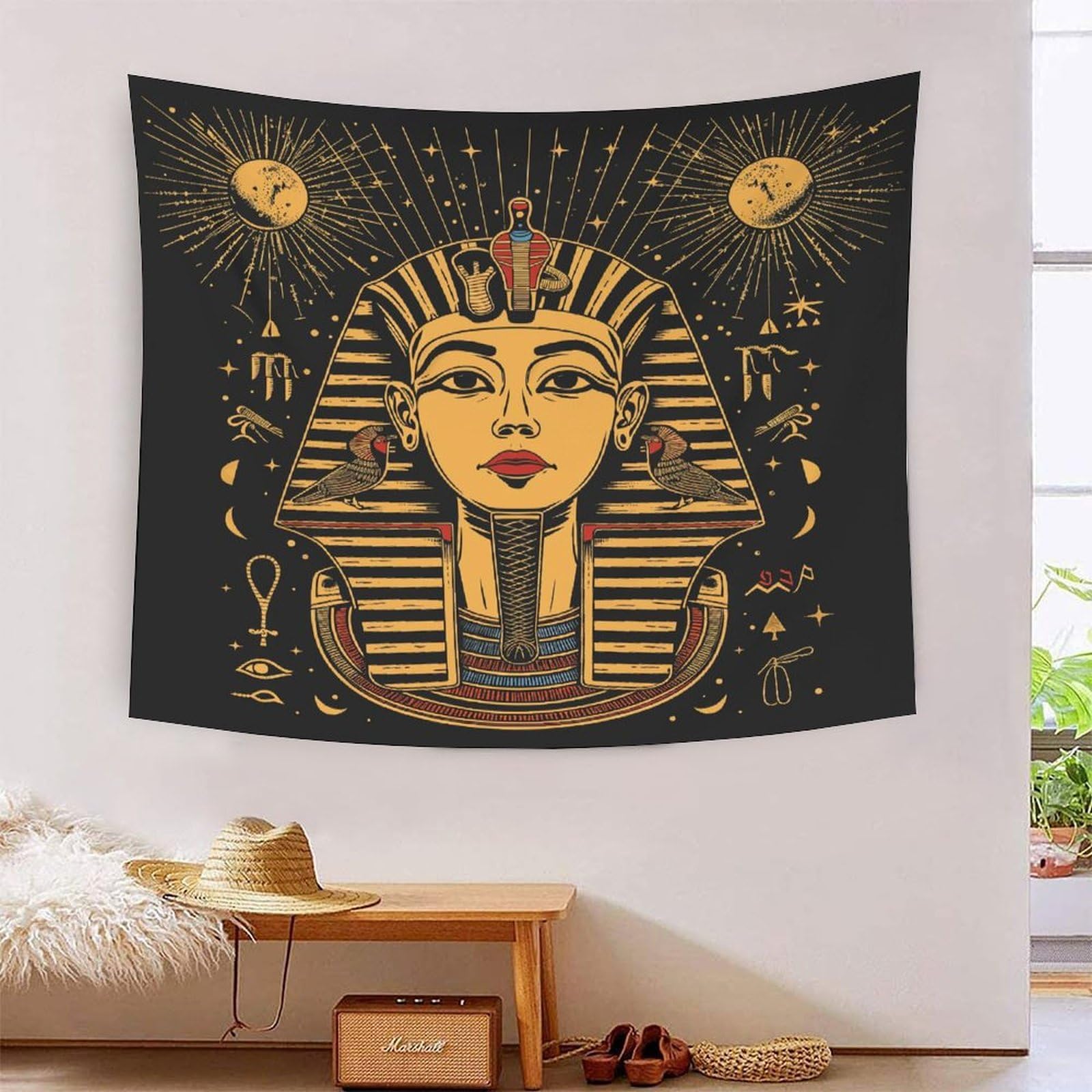 HLXZMCVBT 3D Egyptian Pharaoh Print Wall Blanket Home Decoration Bedding Poster Wall Art Tapestry Tapestries Wall Hanging Soft Polyester for Bedroom Living Room Dorm Home Decorations 100cmx150cm