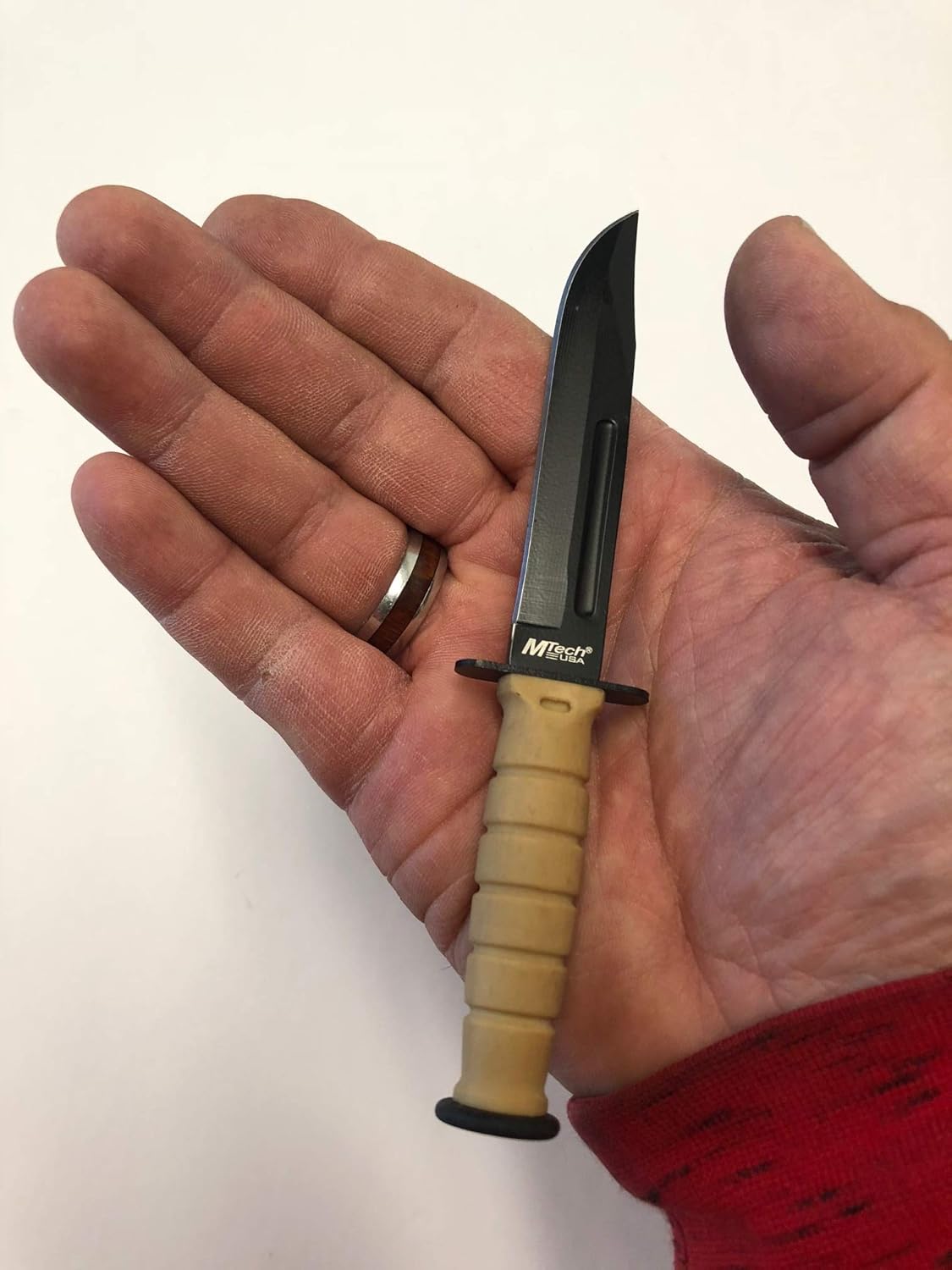 MTech USA MT-632DB Fixed Blade Tactical Neck Knife, Black Drop Point Blade with Blood Groove, Black Handle, 6-Inch Overall