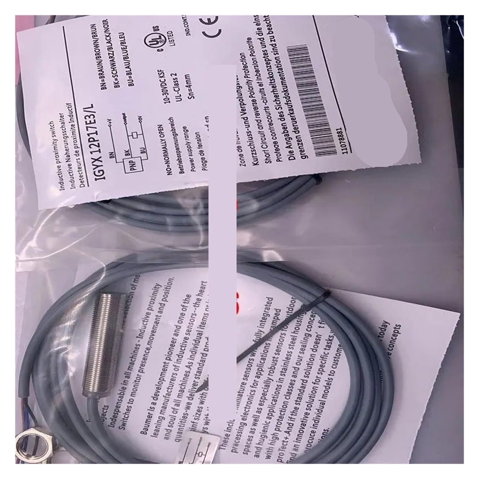 CJKXPZMH 1pcs proximity switch IGYX18P17B3/S14L IGYX18P17B3/L IGYX18N17B3/L IGYX12P17B3/S14L IGYX12N17B3/S14L sensor(IGYX18P17B3-L)