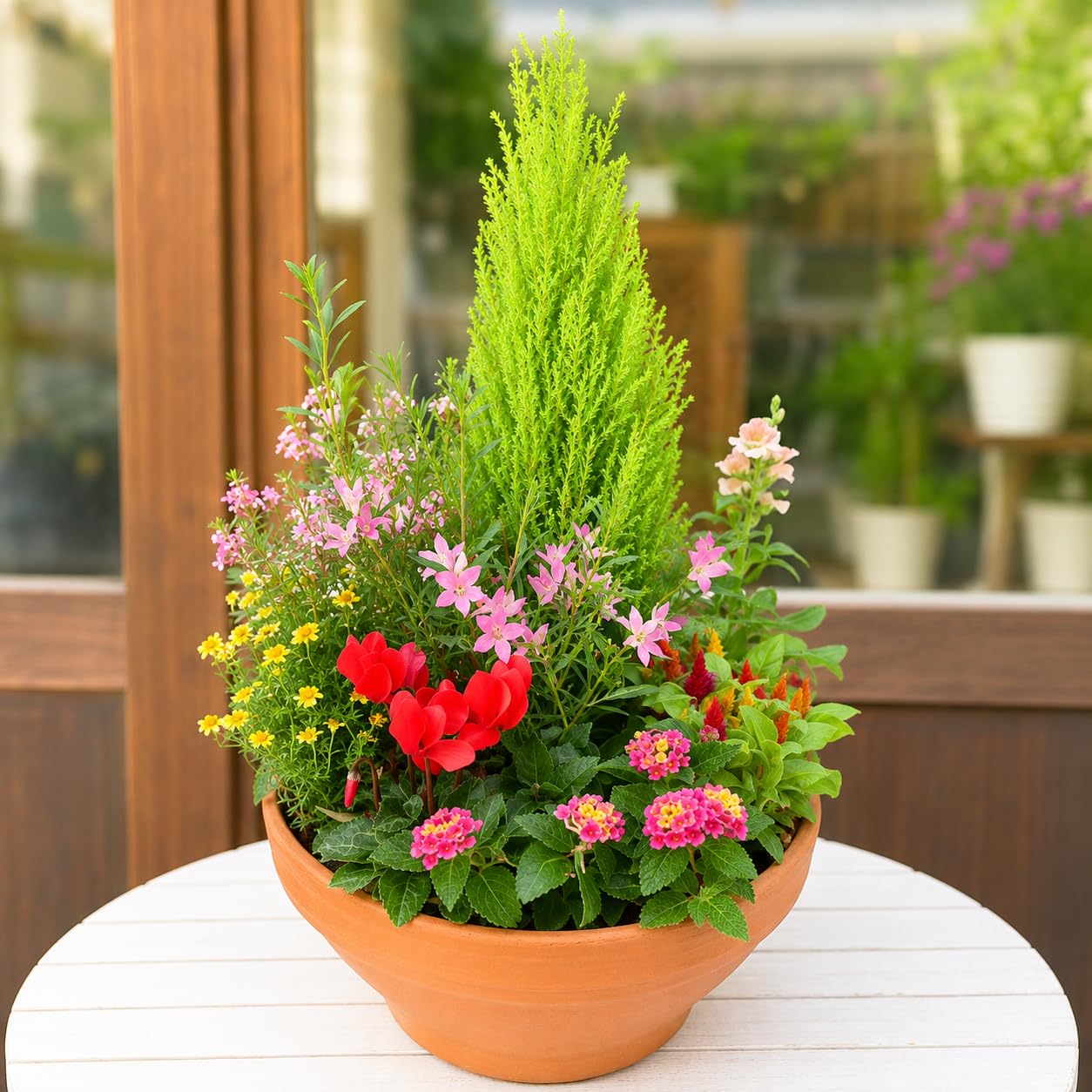 Amazon｜季節のお花でおまかせ寄せ植え コニファー ゴールドクレスト