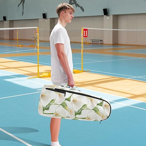 Miniatura 8 de Bolsas de raqueta de bádminton de tenis, transpirables, retro, color blanco, 2 raquetas de tenis, mochila acolchada para tenis, bádminton,