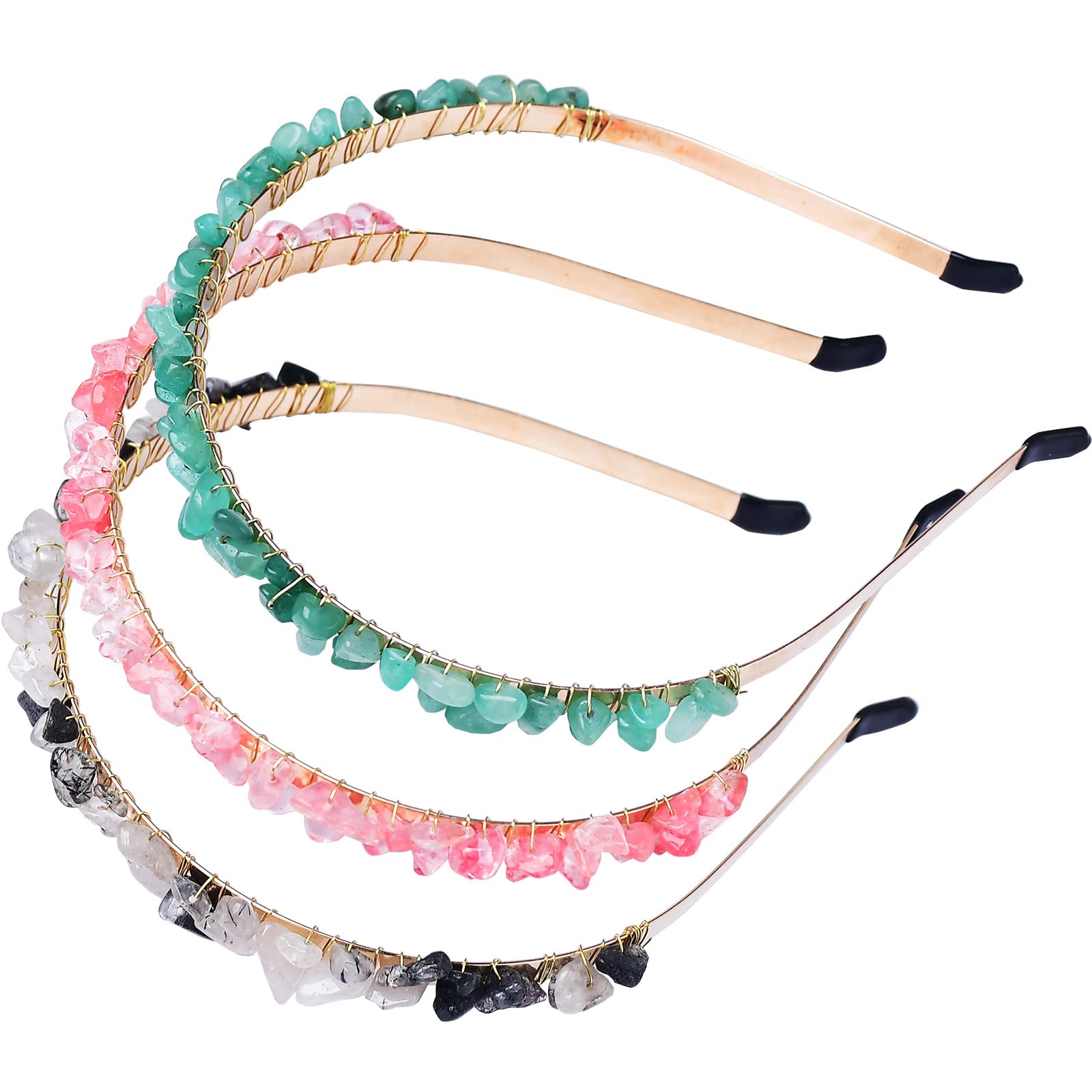 Diadema de cuarzo de cristal crudo, accesorios para el cabello con piedras de cristal auténtico, tiara con joyas para mujeres y niñas, 3