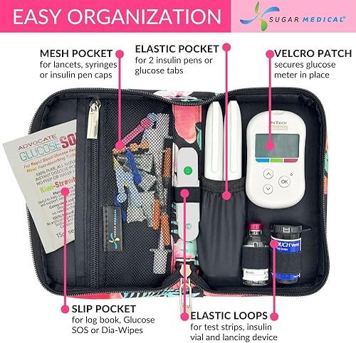 Vista 88 de Sugar Medical Estuche de suministro para diabetes Bolsa de viaje para suministros médicos Organizador de medidor de glucosa Productos