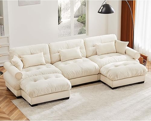 Miniatura 43 de Otomana beige para sofá modular modular, sofá individual, asiento otomano para sofá modular convertible, sofás de terciopelo para sala de estar,