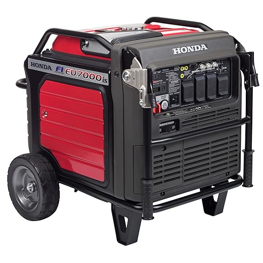 Honda EU7000iS 7000 Watt Inverter Generator, Super Quiet 120/240V Gas Powered Portable Generator for Camping, RV, Tailgating, or Home Backup Power Supply, Up to 16 Hour Run Time (EU7000ISNAND)
