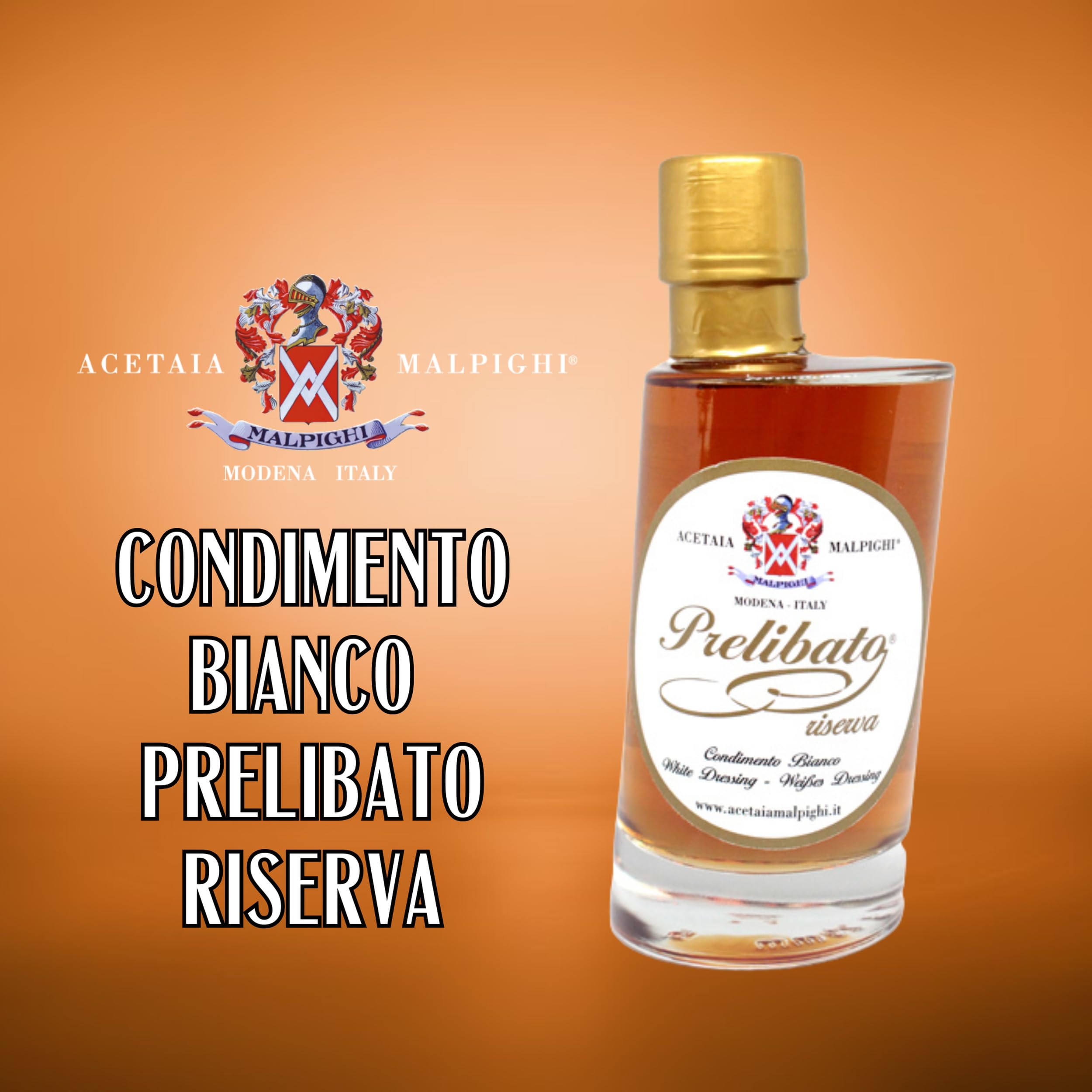 Condimento Bianco Prelibato Riserva – 200 ml – Da Uve Trebbiano Modenese – Affinato 8 Anni in Botti di Frassino