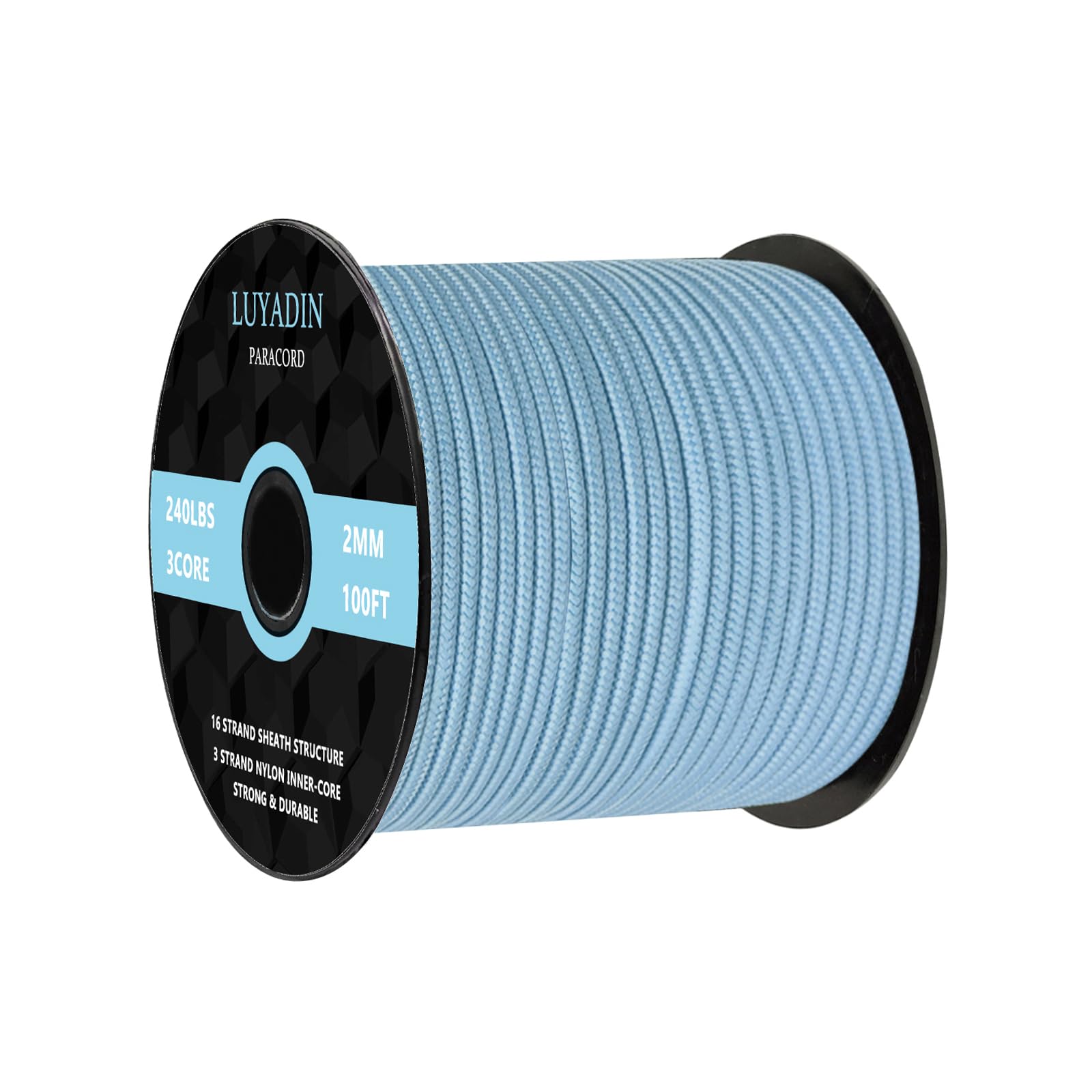 LUYADIN Paracord 240lb - Diameter 2mm Micro Utility Cord -3 Strand Parachute Spool Cord - 100ft 200ft,Paracord for Camping,Hiking,Fishing,Outdoor and DIY — image 1