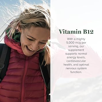 Global Healing Center - Vitamin B12 Sublingual 5000 MCG Organic Liquid Supplement, Methylcobalamin, Adenosylcobalamin, Hydroxo Long-Lasting Energy and Healthy Metabolism - Vegan B12 Vitamins (1 Oz)
