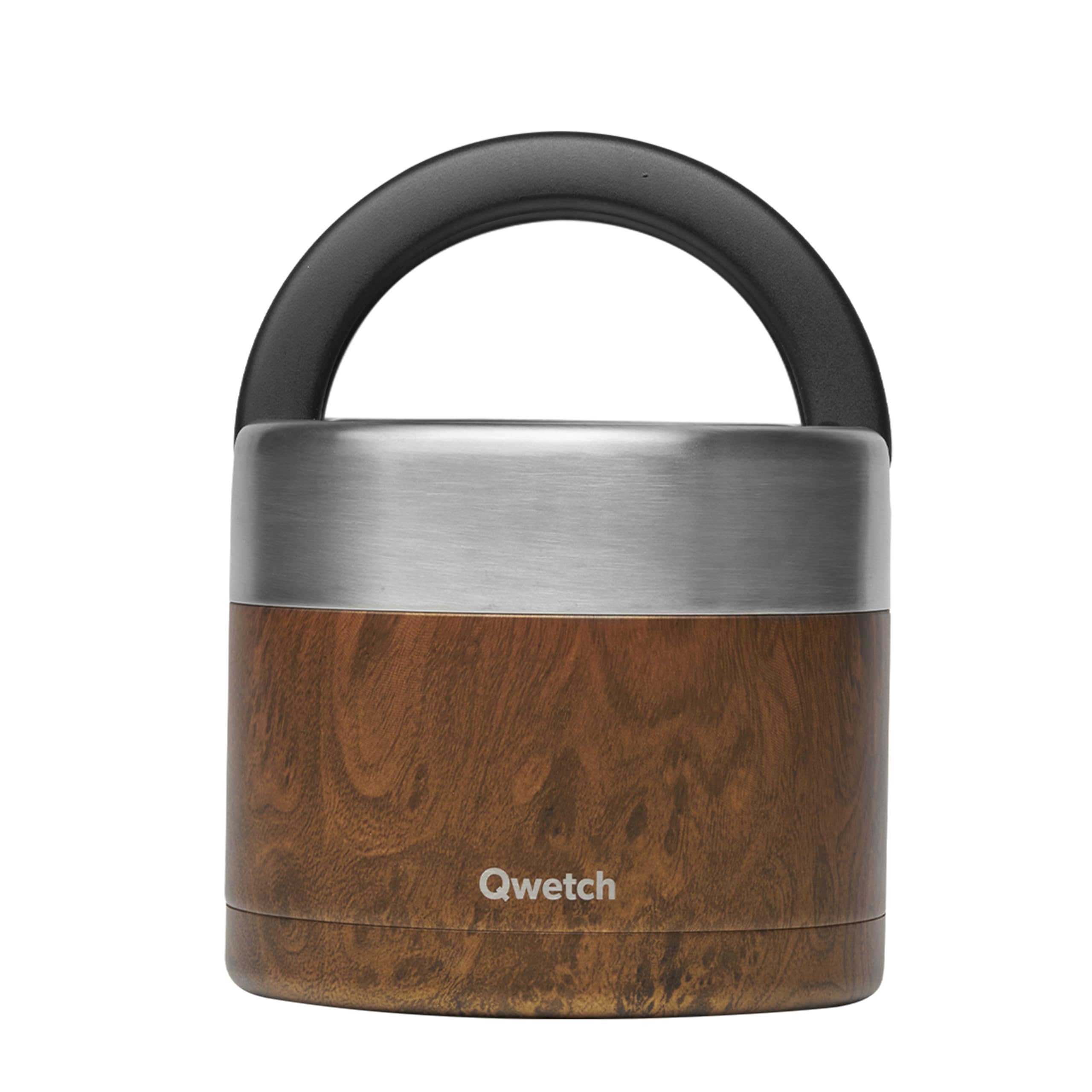 QWETCH Boîte Repas Isotherme Poignée Motifs (Wood, 850 ml)