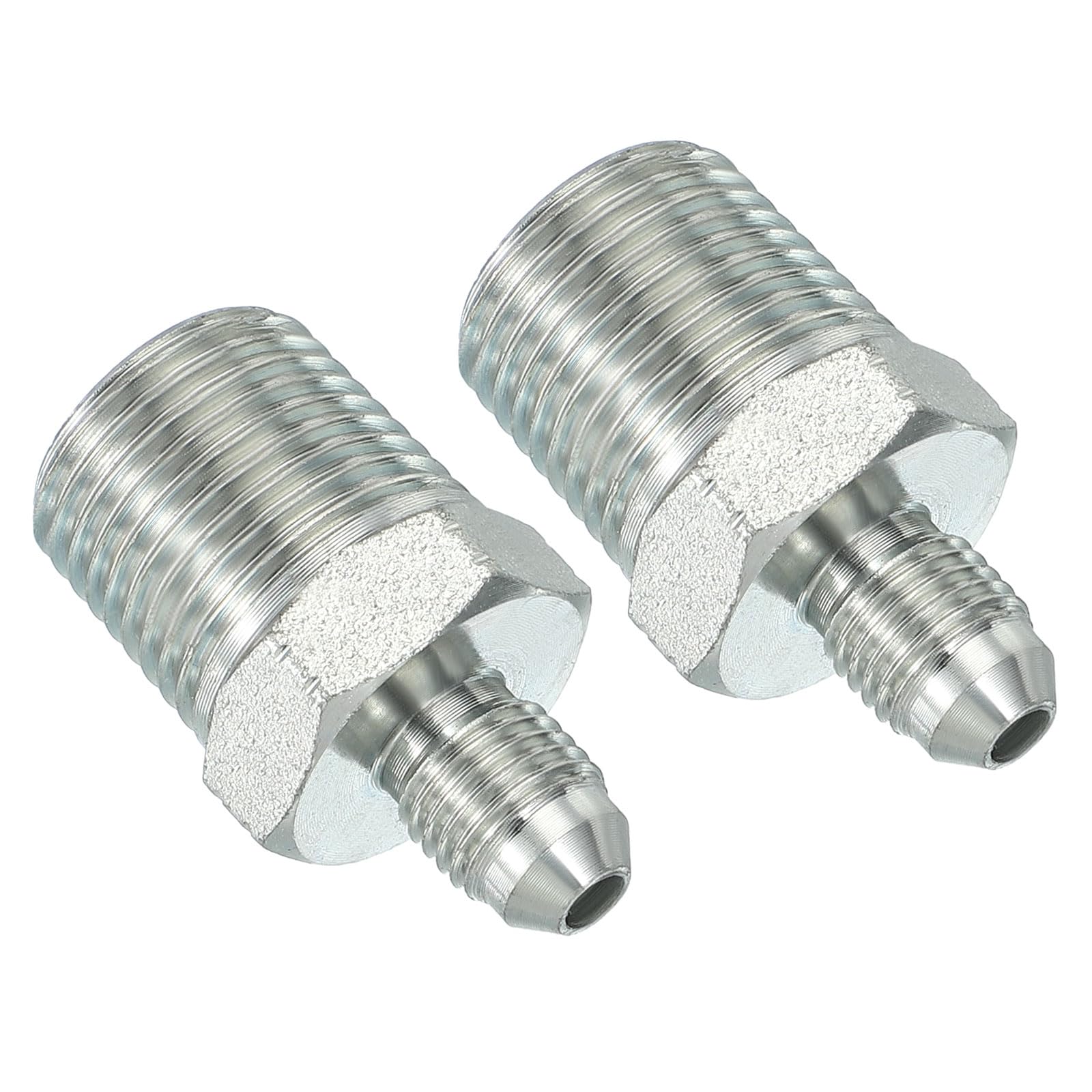 PATIKIL Pipe Adapter Connector 7/16" Male 74 ° Flare JIC x 1/2" Male R Pipe Fitting 2 Pcs Oil Feed Restrictor Fitting Hydraulic Connector for Oil Steam Water Pipelines System