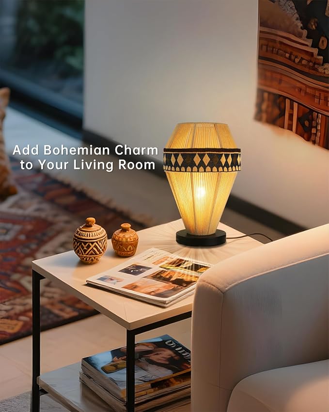 Artin-X Table Lamps for Living Room - Bedside Lamps for Nightstand,Cafted Unique Desk Lamp with Bulb Vintage Boho Lamp for Bedroom Kids Room Living Room Office,Home Decor photo 3