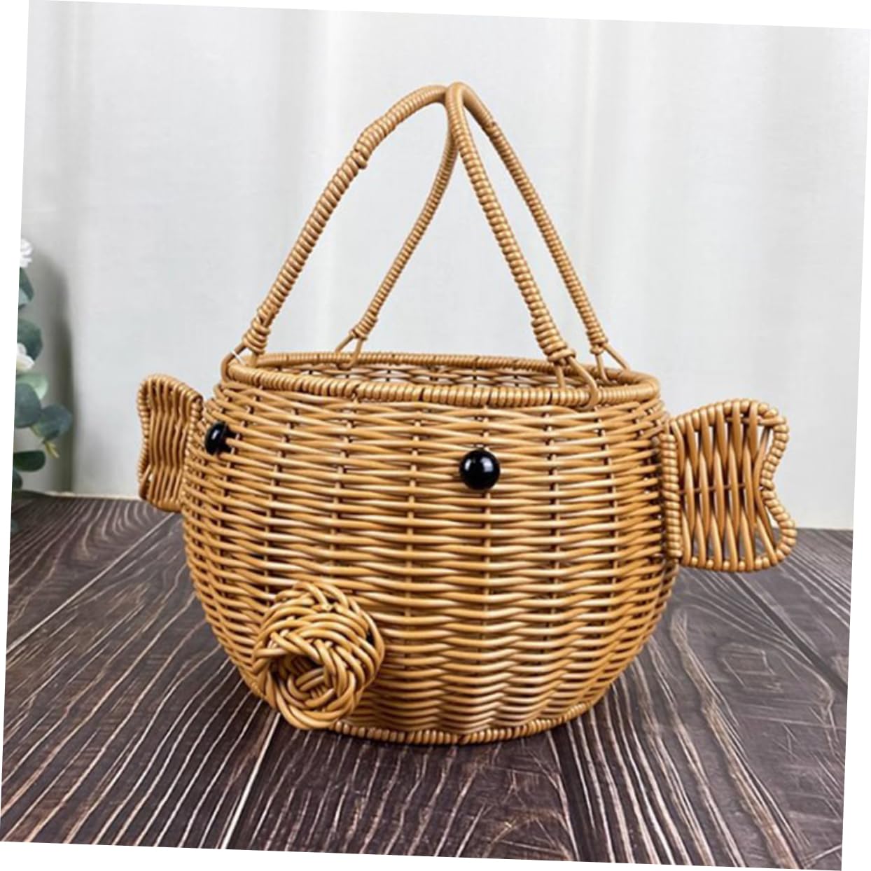 Cabilock 2 Piezas Cesta Tejida de Ratán Sintético para Almacenamiento y Picnic Diseño de Cerdo Cartoon para Frutas Verduras y Accesorios Cesta Multifuncional de Almacenamiento Artesanal
