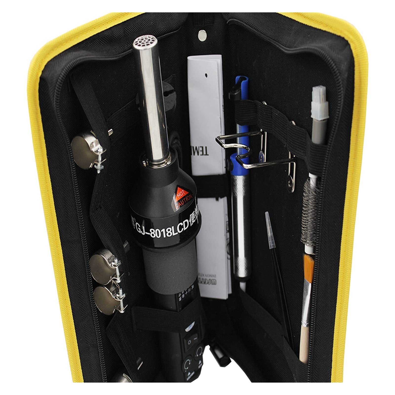 Estación de soldadura, 801 8LCD 450W LCD Mostrar temperatura Ajustable Soldador de aire caliente Estación soldadura Desoldering Rework Tool Kit