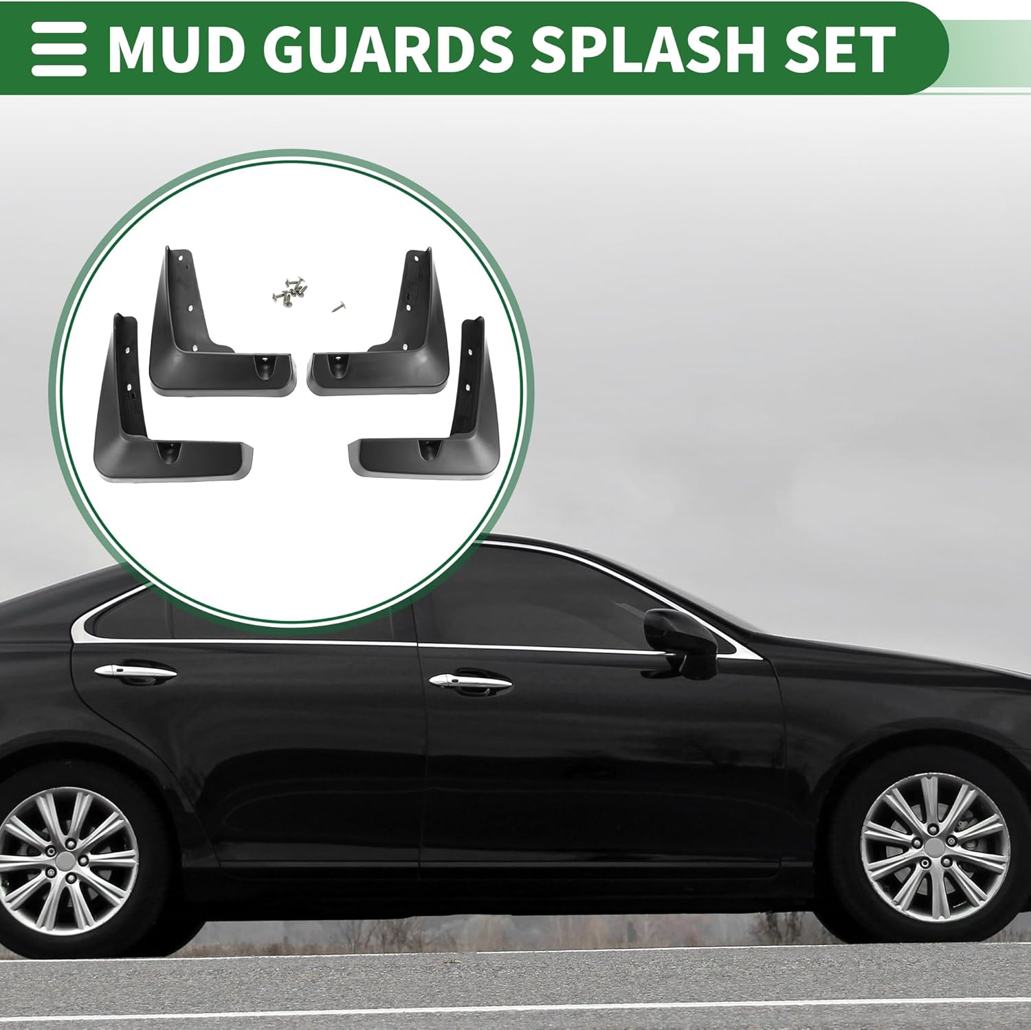 Motoforti Mud Flap Splash Guard Mud Guard for Lexus ES350 Base Sedan 2013-2018 Plastic W/Mount Accessories Black