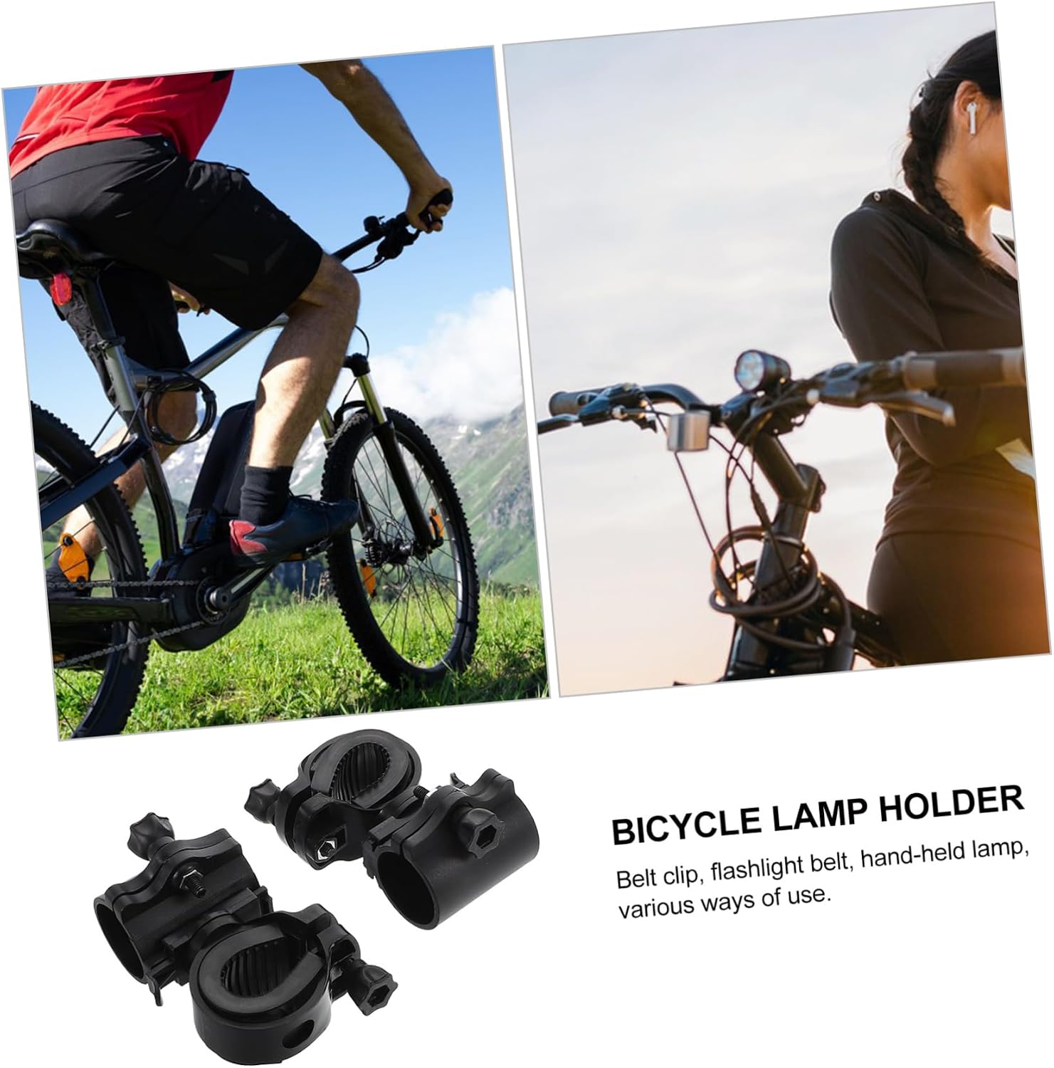 2pcs Rotating Handlebar Flashlight Mount Lightweight Multi-Purpose Bike Light Holder for Cycling Accessories for Led Flashlights and Outdoor Activities