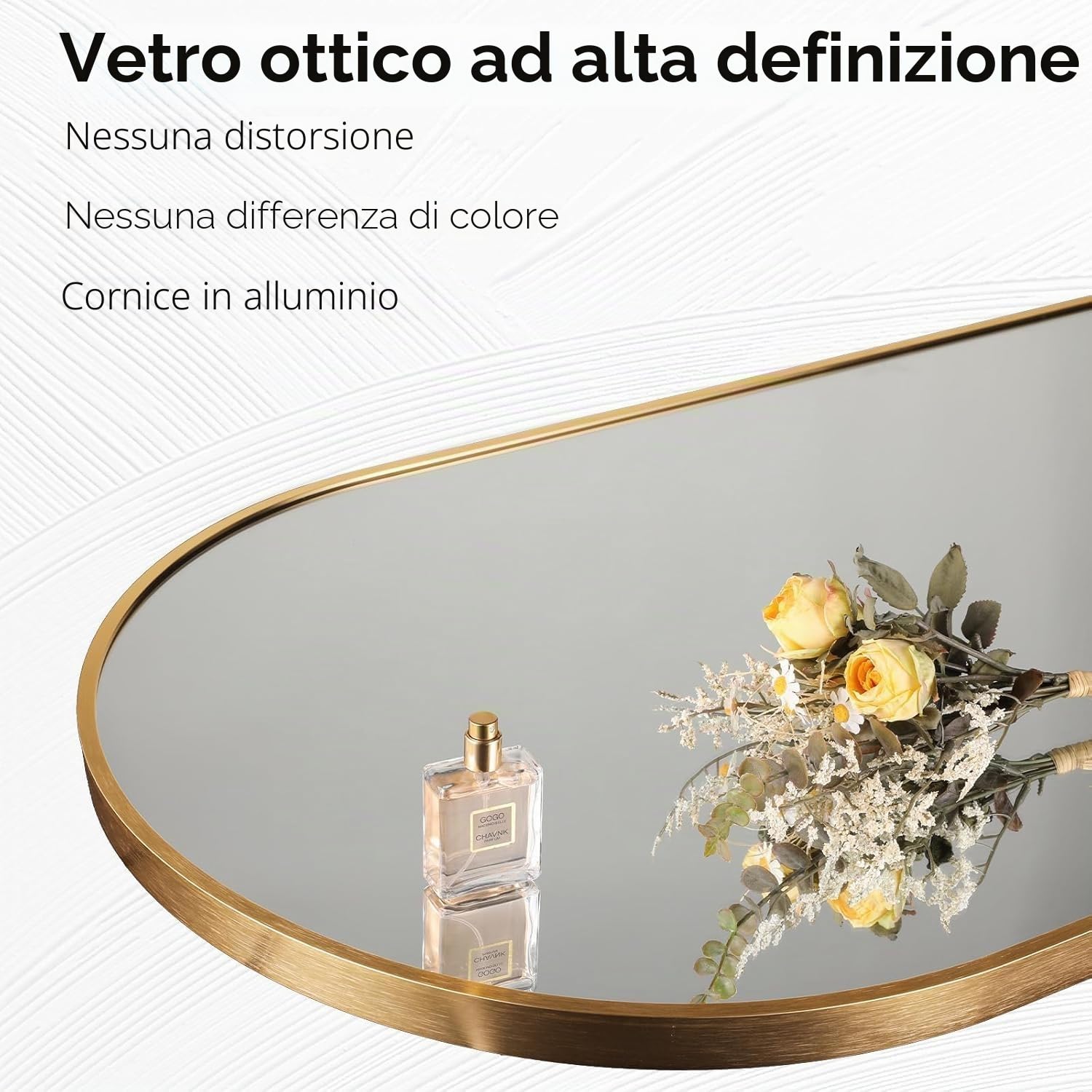 Clevich Specchio da Terra Curvo, 150 x 50 cm Specchio da Parete | con Cornice in Alluminio per Camera da Letto,Bagno,Ingresso e Corridoio, Oro