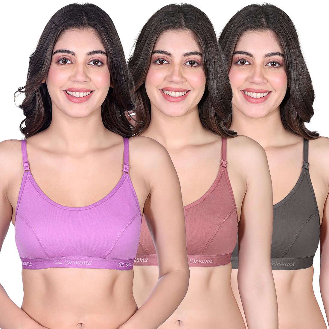 skdreams Cotton Blend Seamed Non Padded Non-Wired Medium Coverage Women Sports Bra-picture-47