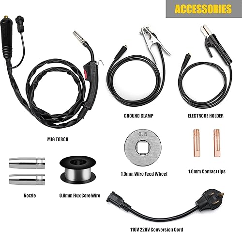 Miniatura 7 de HEY UP Soldador MIG, 140Amp 2 EN 1 Soldador de núcleo de fundente con alambre de flujo de 2 libras, máquina de soldadura de doble voltaje de 110