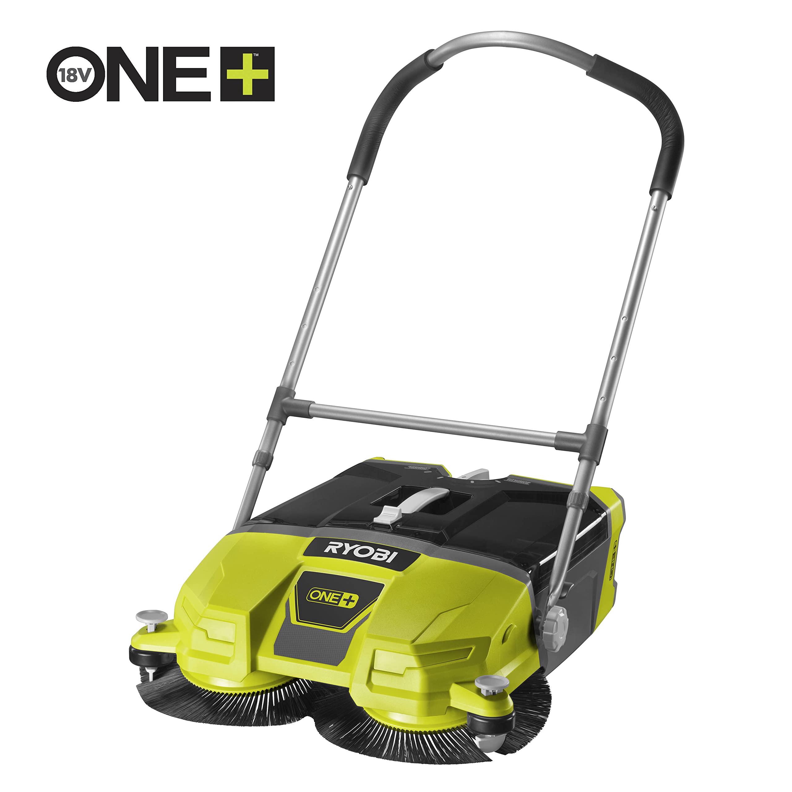 Ryobi Kabellos Akku-Kehrmaschine (18 V, Kehrbreite 53 cm, Kickschalter, Auffangbehälter 17 l, ohne Akku) R18SW3, Grün & RAKDSB02 Ersatzbürsten, 2 Stück