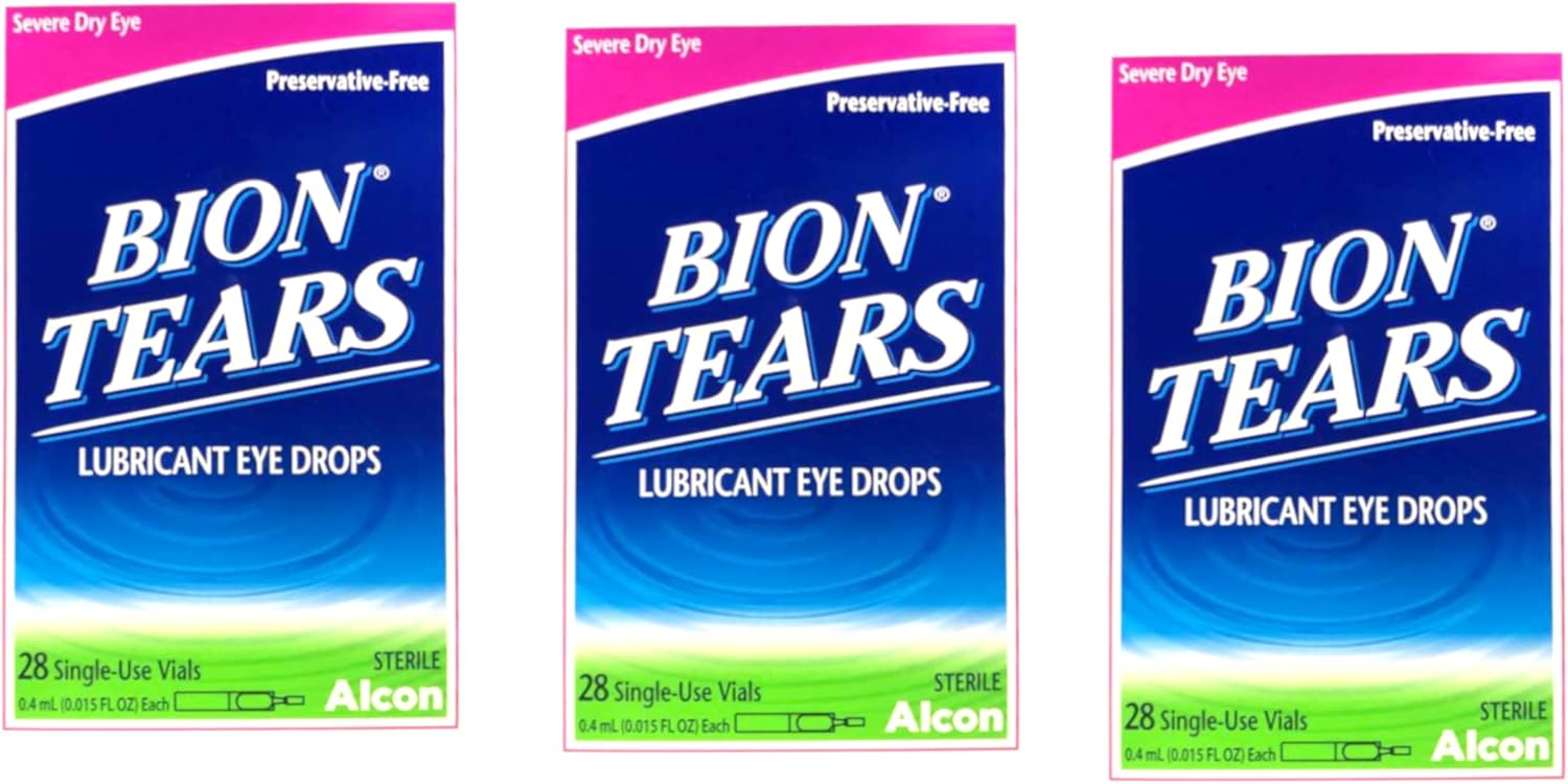 Bion Tears Lubricant Eye Drops Single Use Vials - 28 ct, Pack of 3