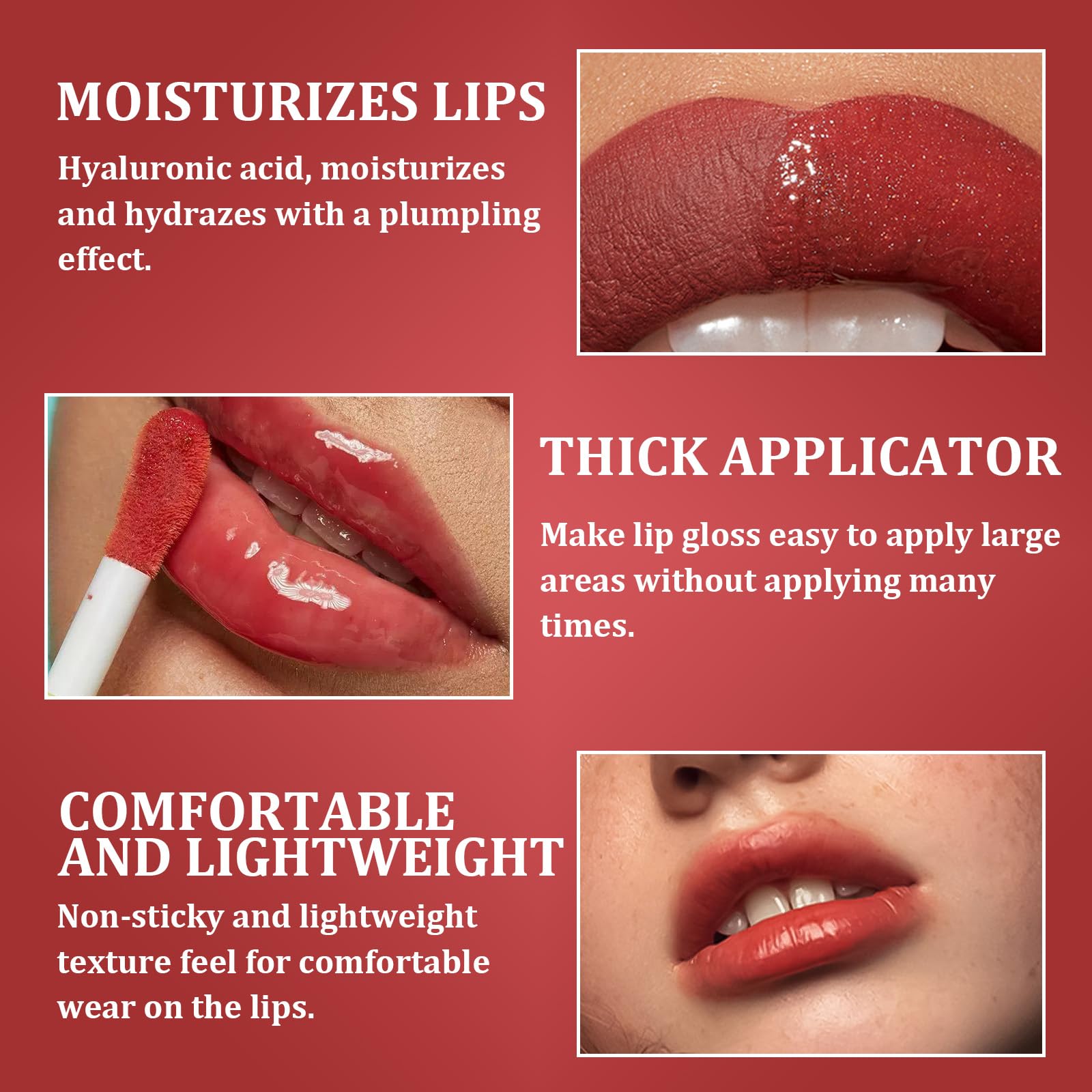 4PCS Lip Gloss Set, Plumping Lip Oil Set, Light Long Lasting Tinted Glitter Liquid Lip Gloss - Image 3
