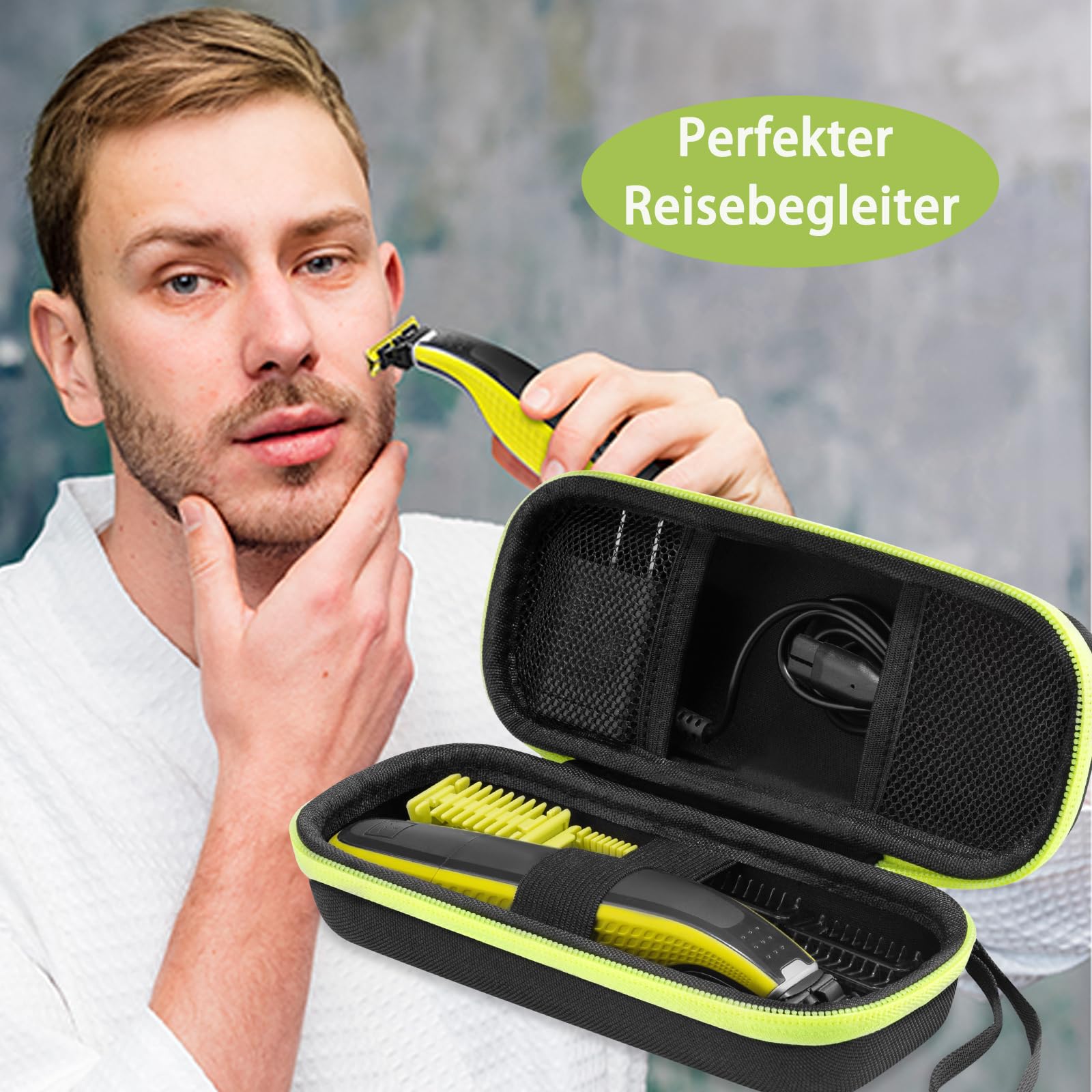 Guscio rigido da viaggio per Norelco Uomo Hybrid Trimmer e Rasoio (Verde)