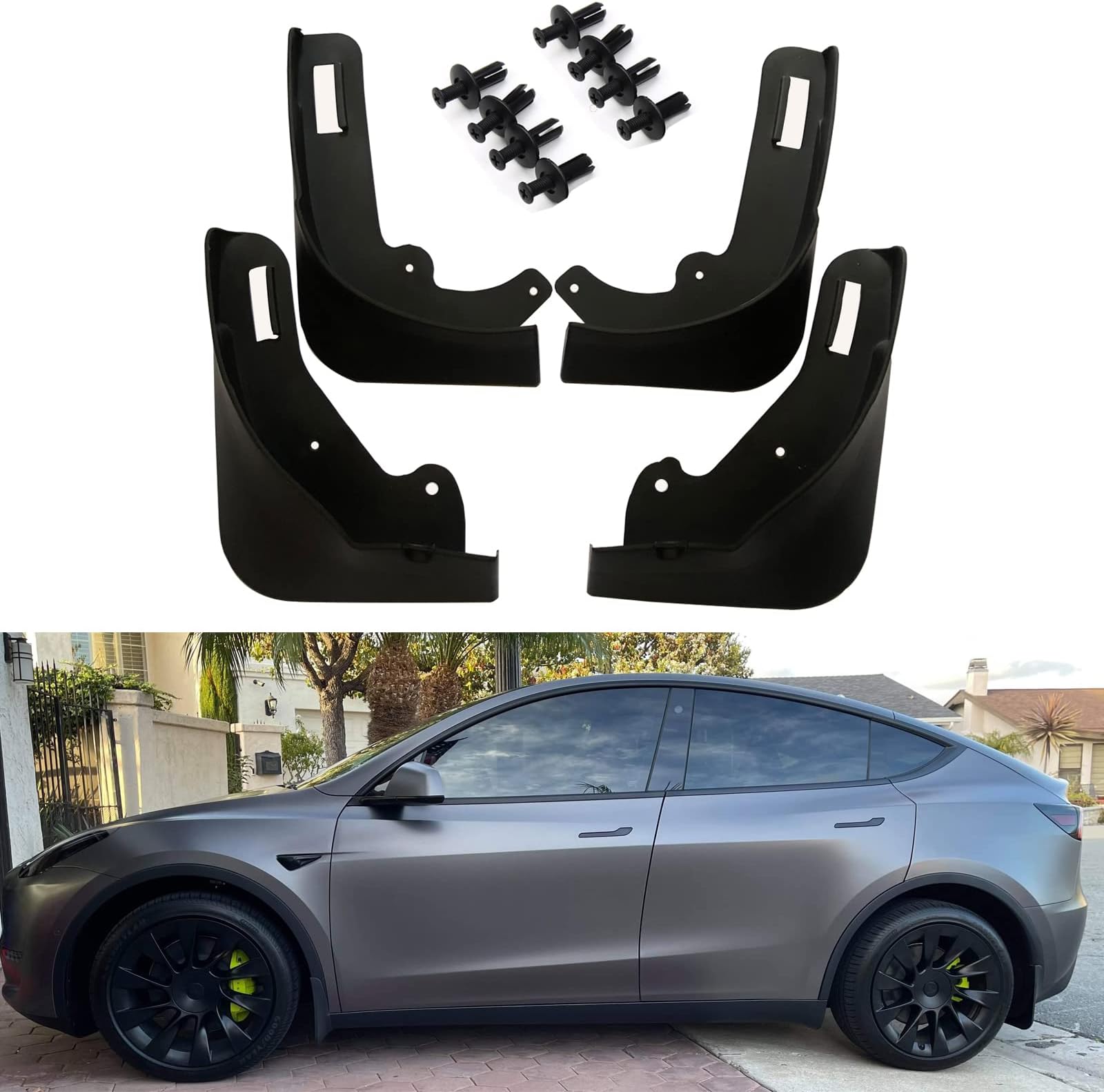 Car Mud Flaps Compatible with Tesla Model Y 2025 2024 2023 2022 2021 Splash Guards Mudguard Mudflaps Car Accessories, No Need to Drill Holes（Set of 4）
