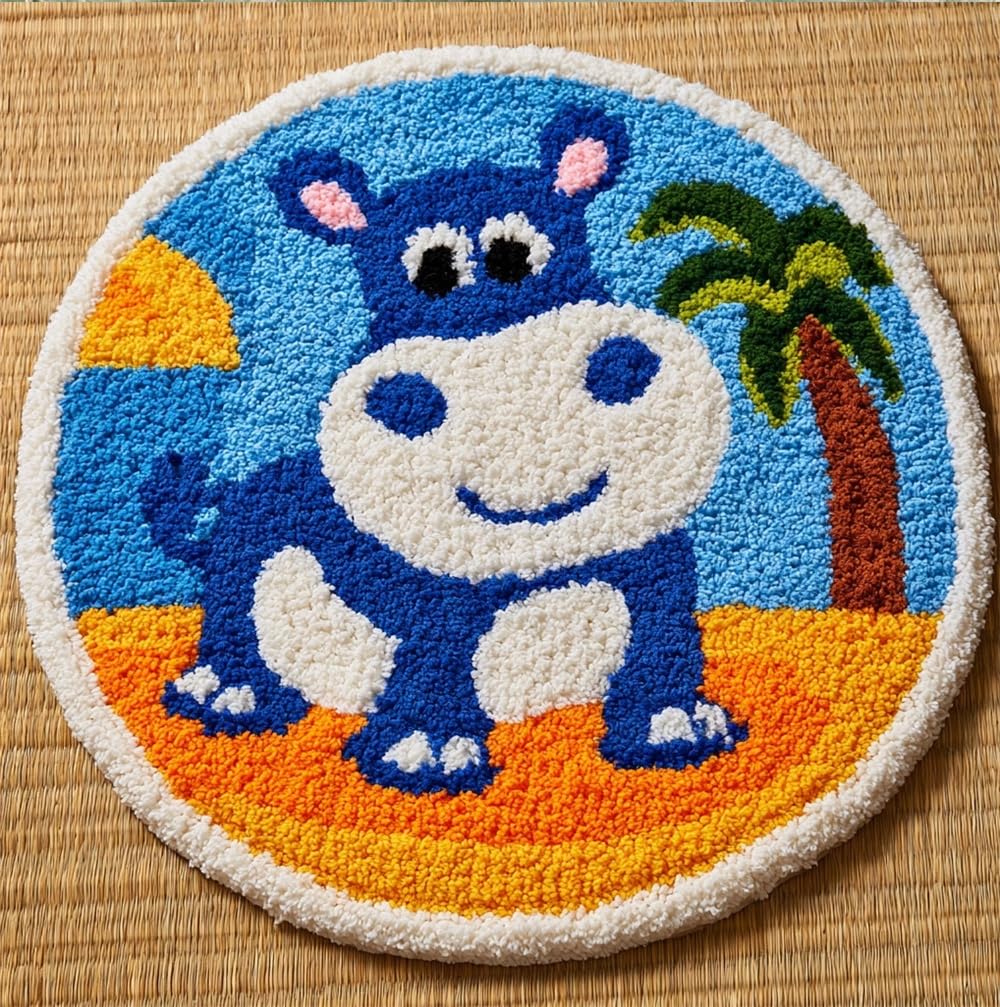 kitphoenix Latch Hook Rug Kit Hippopotamu