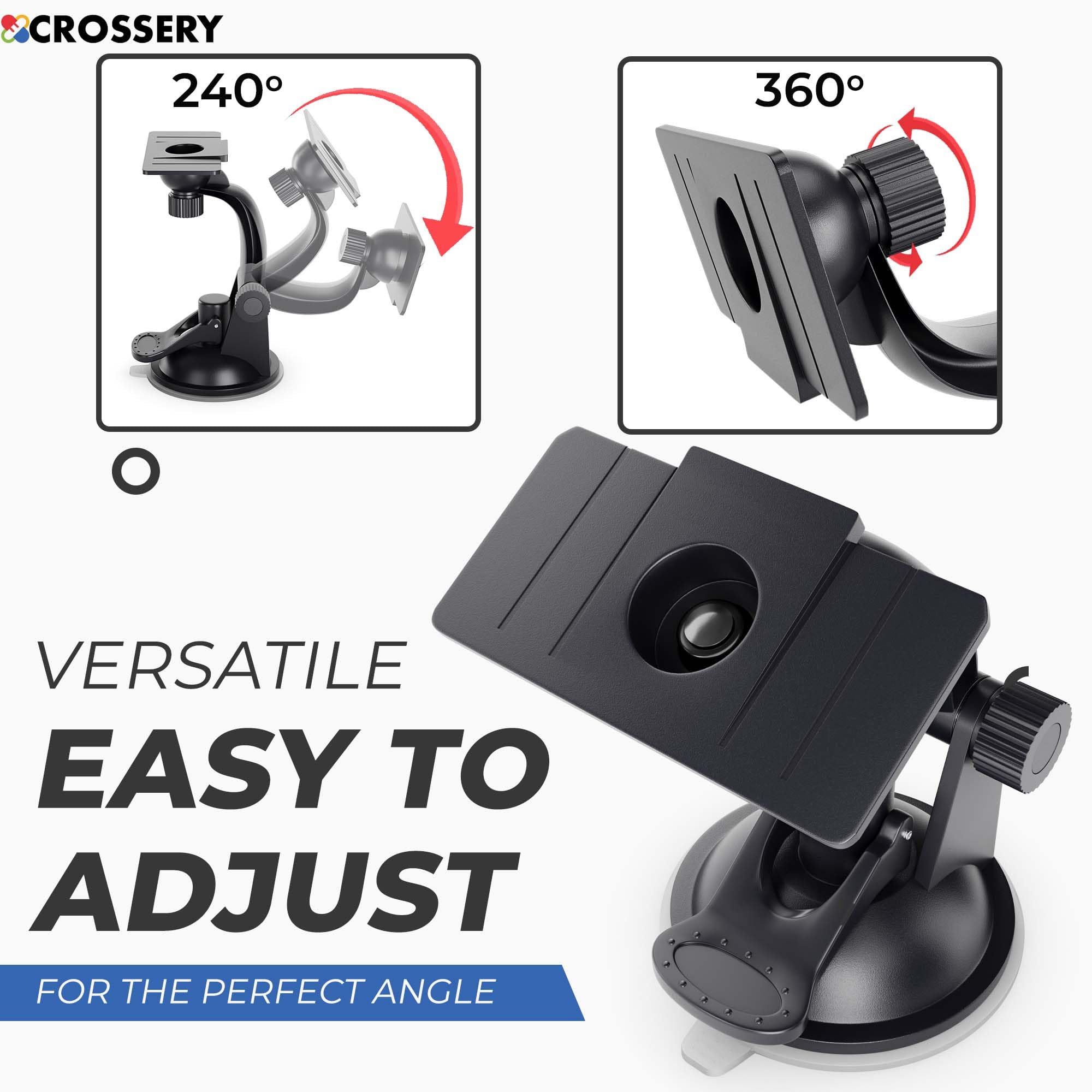 Crossery Soporte de ventosa para parabrisas para tablet Rand McNally TND 765 - Soporte GPS Rand Mcnally compatible con TND 750 Truck GPS, TND 720 LM, TripMaker RVND 7715 LM, RVND 7720 LM, RVND 7725 LM