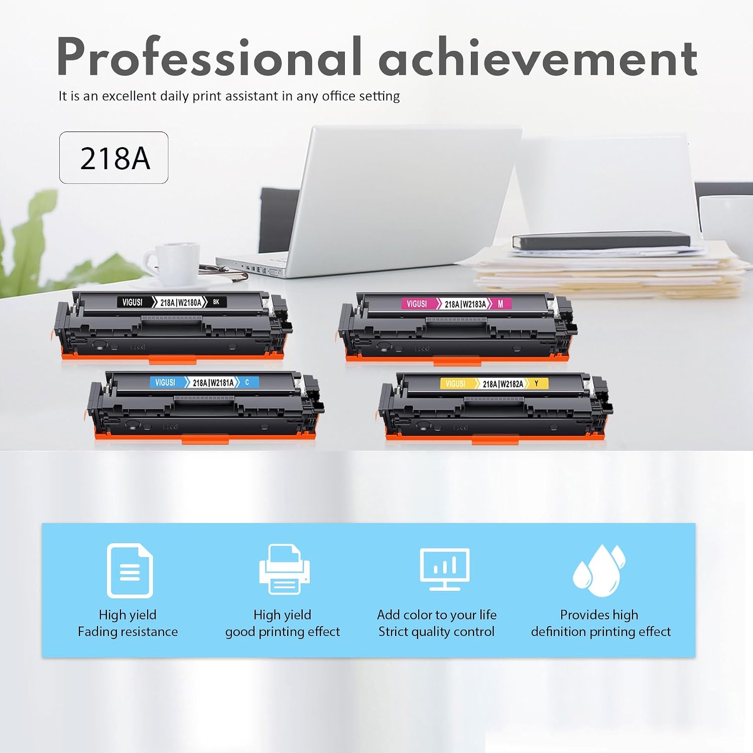 218A Toner Cartridges 4 Pack with Chip 218 Toner Replacement for HP 218A 218X Toner Cartridges Color Laser Jet Pro MFP 3301fdw 3201dw 3301sdw 3301cdw | W2180A W2181A W2183A W2182A