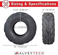 Vista 5 de AlveyTech Neumáticos 145/70-6 con banda de rodadura V-Tread - Para las mini bicicletas Coleman CC100X y CT100U, KT196/CK196-T Go Kart, todo terreno