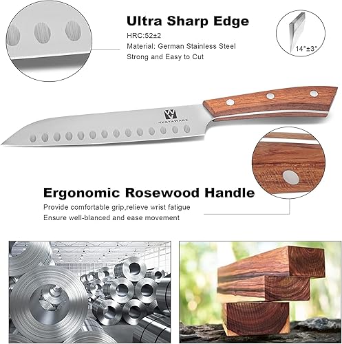 Miniatura 3 de Vestaware 16-Piece Knife Set High Carbon German Steel Kitchen Knife Set with Block Knives set with Knife Rod and Ergonomic Handle 16-Piece Knife Set