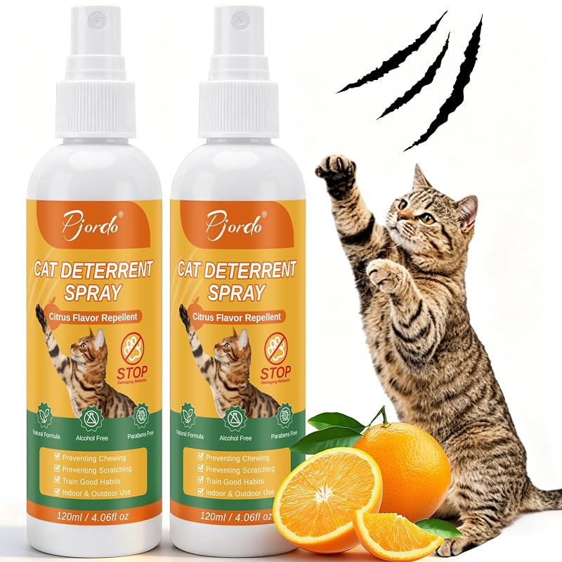 Repelente em Spray para Gatos Pjordo com Aroma Cítrico, Treinamento Comportamental, Pacote com 2