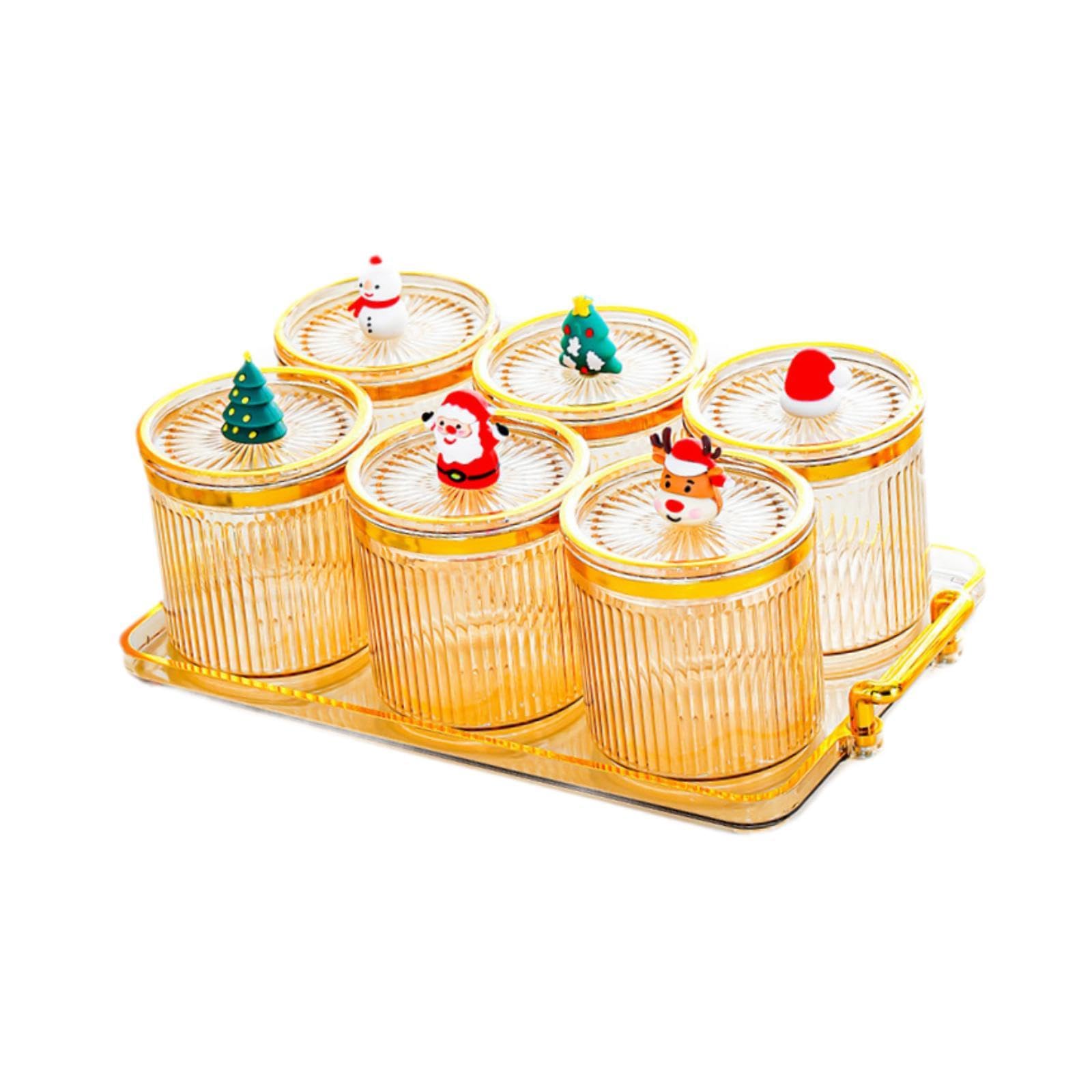 Milageto Plateau à Fruits secs avec Couvercle, bocaux à Noix, élégants Pots à épices, Plat de Service pour Desserts et Fruits secs, idéal pour la Salle à, 6 Grilles