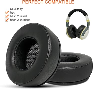 Gvoears Upgraded Earpads for Skullcandy Hesh Wired/Hesh 2 Wireless Over-Ear Headphones, Hesh 2 Wireless Replacement Earpads, Soft & Comfortable Memroy Foam, Durable Leather