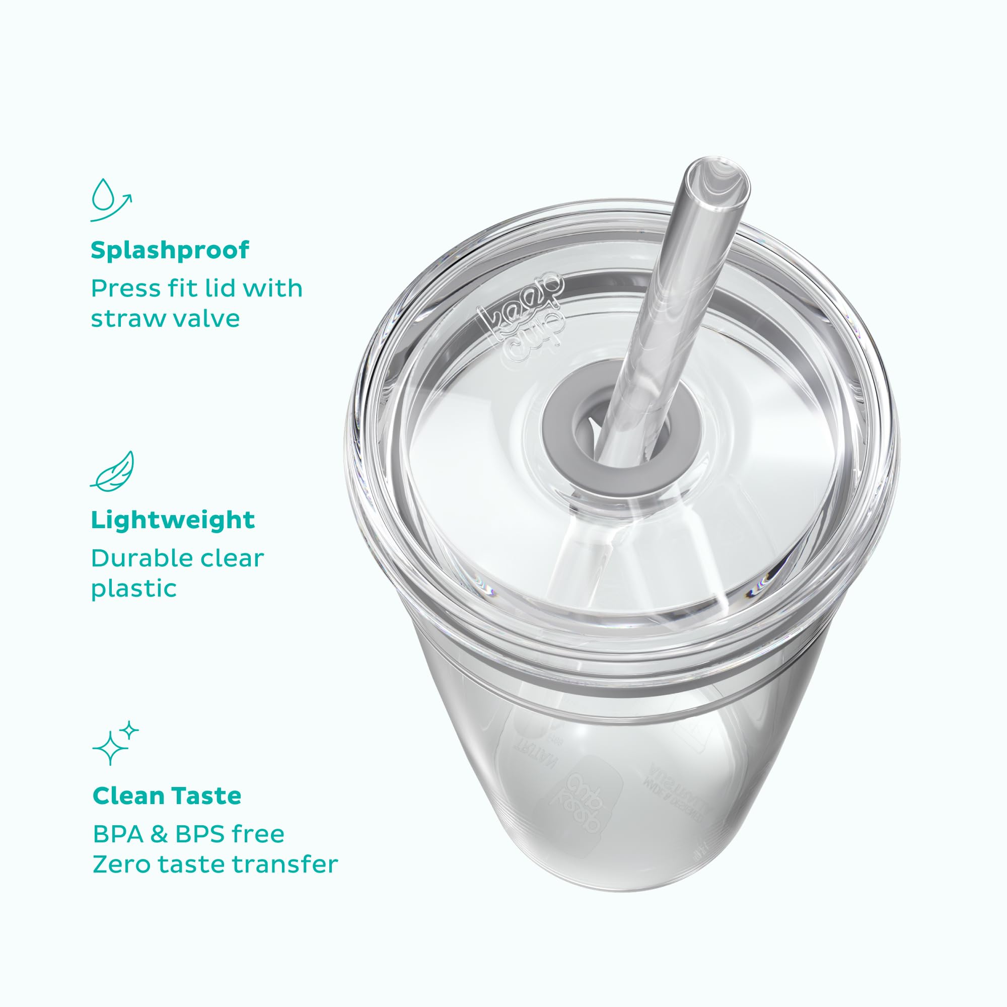 KeepCup Cold Cup - Clear Plastic, Reusable Ice Coffee Cup with Lid and Straw - Large 16oz (454ml), 16 oz - Image 2