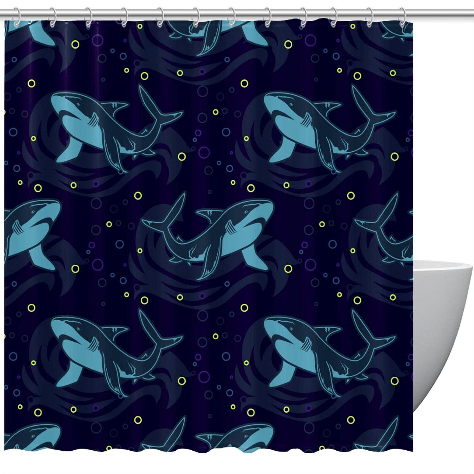 Rideau de douche requins bleus pour rendre le bain des enfants joyeux et propre