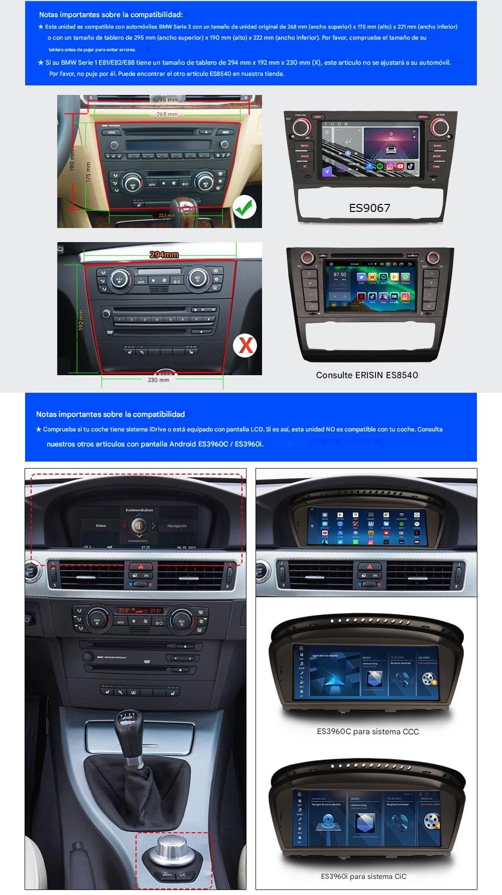 Android 14 Radio Coche para BMW Serie 3 E90 Berlina E91 Touring E92 Cupé E93 M3 Bluetooth 5.1 CarPlay Android Auto Pantalla Táctil Navegador GPS WiFi Canbus SWC RDS FM Am 4G Dab+