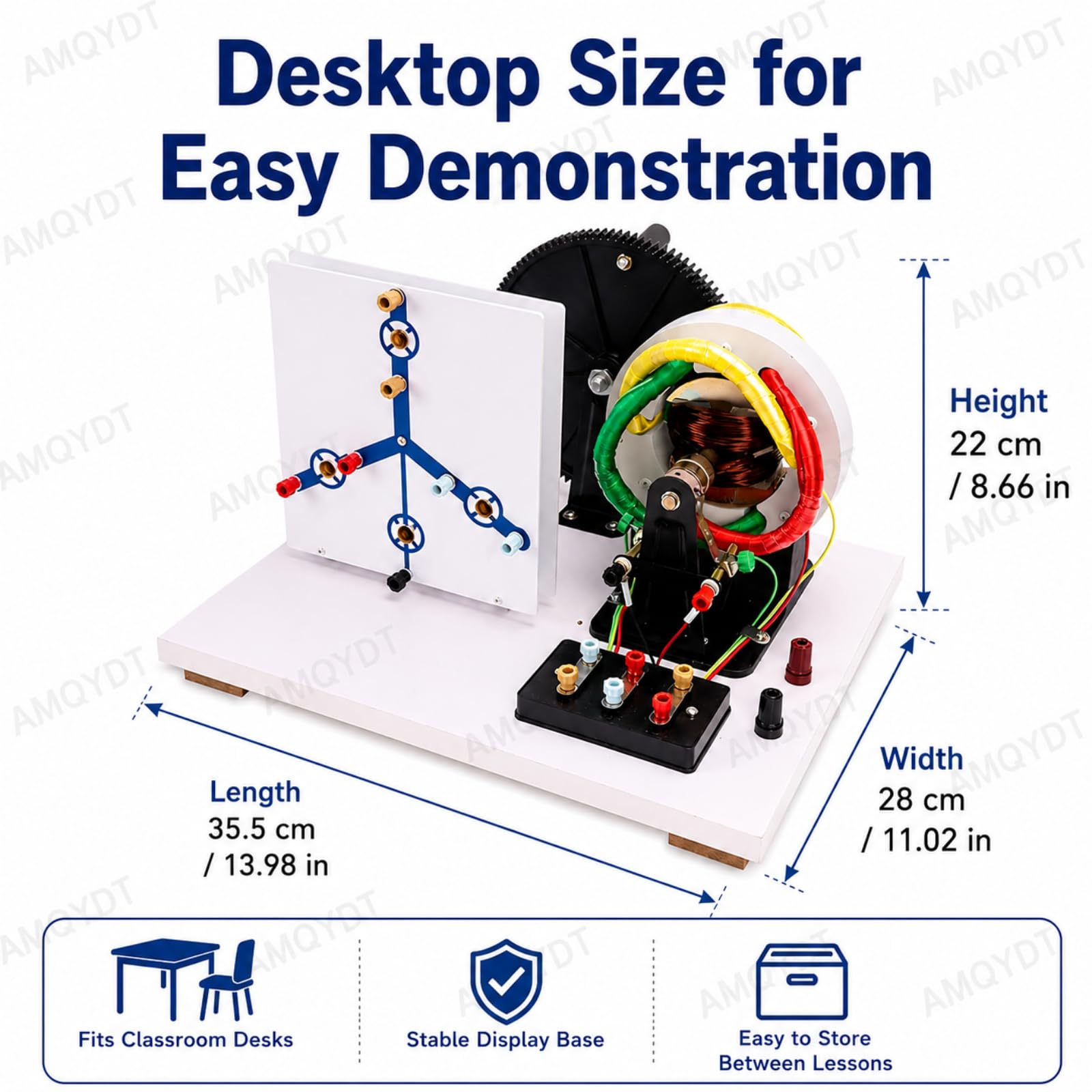 Modelo De Generador Trifásico De Ca/CC Accionado Manualmente, Material Didáctico Físico con Estructura Funcional Visible para Aulas De Física Y Laboratorios De Ciencias