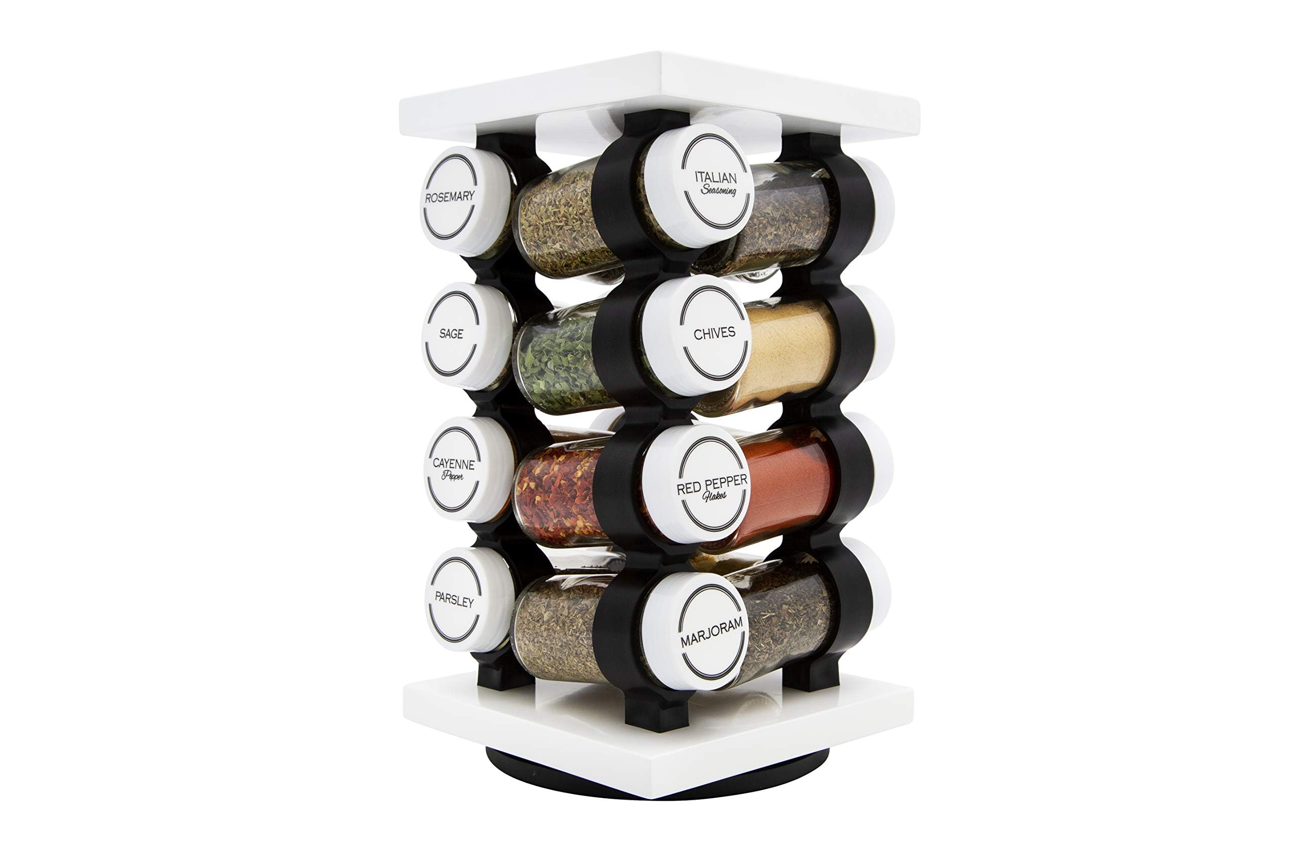 Orii 16 Jar Rotating White Spice Rack