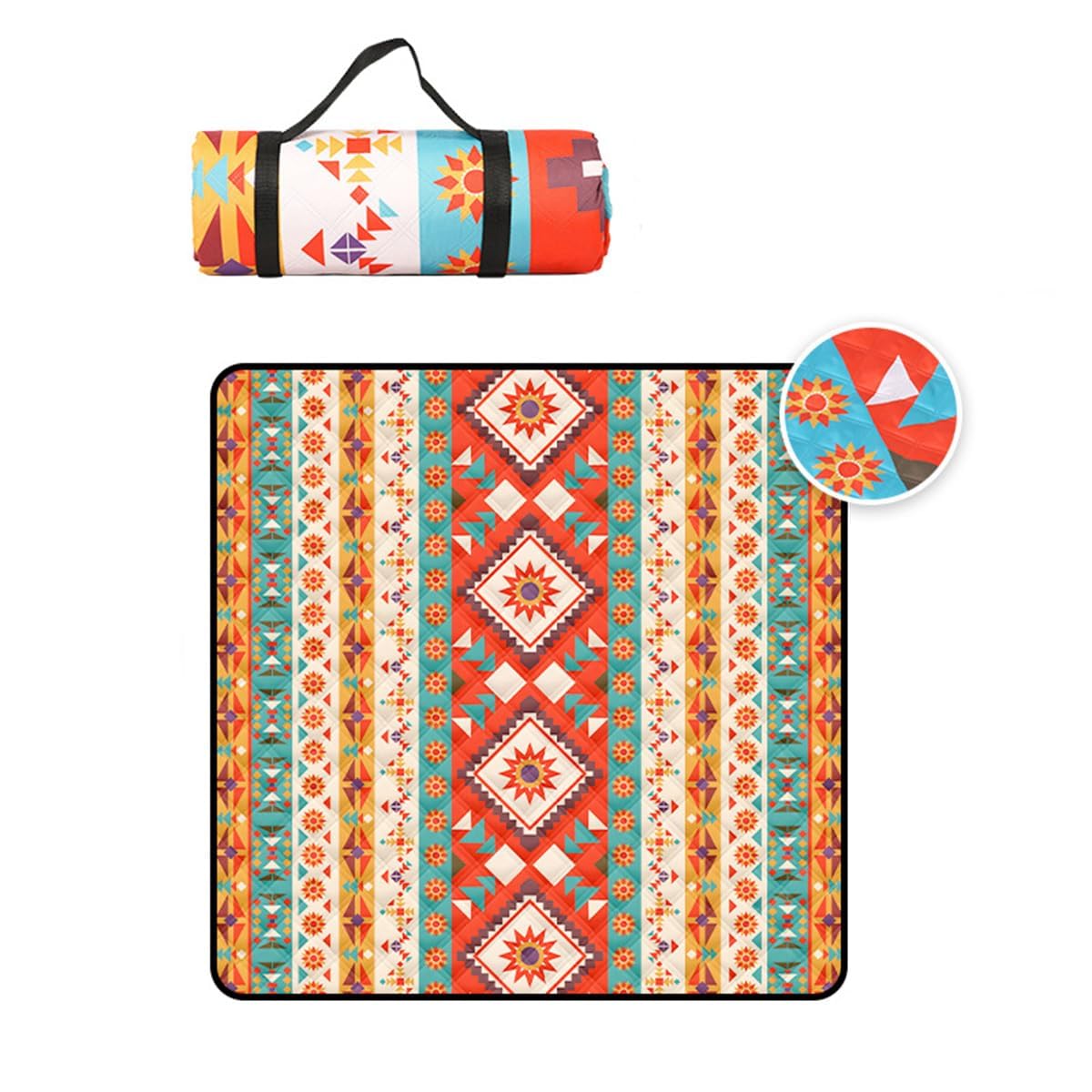 Couverture de Pique-nique Imperméable Grand Tapis de Pique-nique Sangle de Transport pour Camping, Parc, Jardin, Plage, Extérieur, Lavable en Machine, Pliable et Portable, Résistant à l'Eau