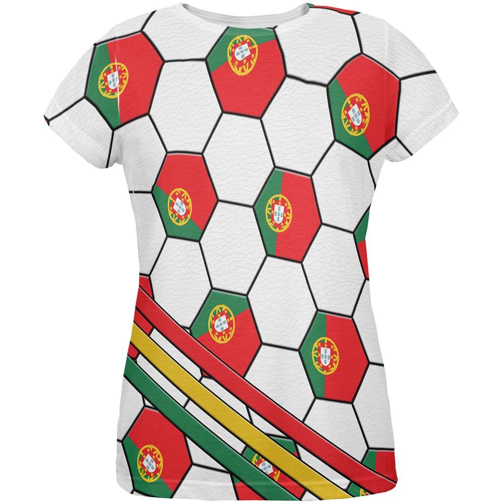World Cup Portugal Soccer Ball All Over Womens T Shirt Multi X-LG