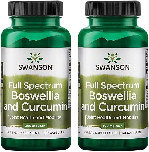 Swanson Fórmula natural de bienestar de boswellia y curcumina de espectro completo (60 cápsulas) (paquete de 2)
