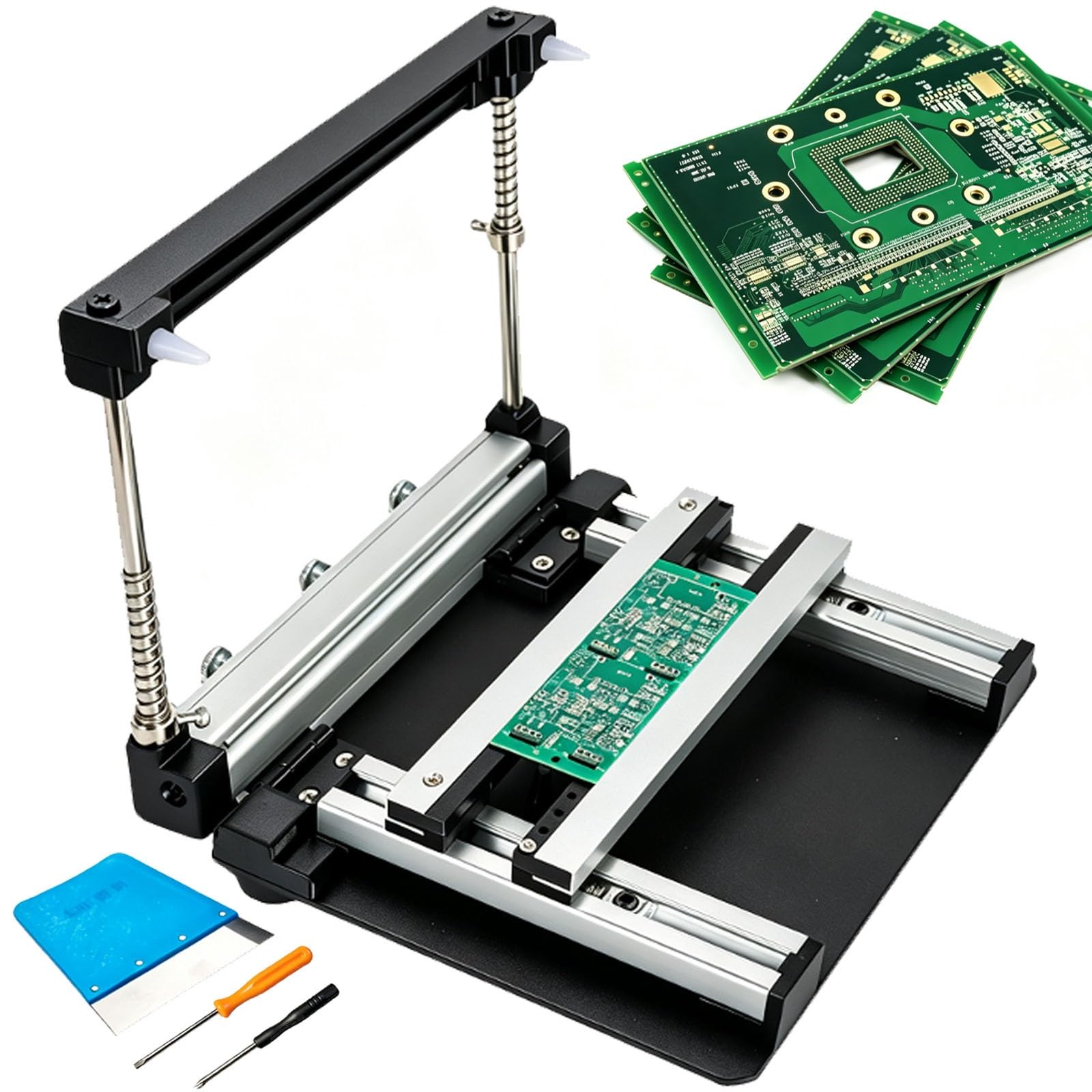Genérico Máquina de impresión de Pasta de Soldadura, Alta precisión ±0,01 mm, Espesor Ajustable, Herramienta Ideal para reparación de electrónica y circuitos