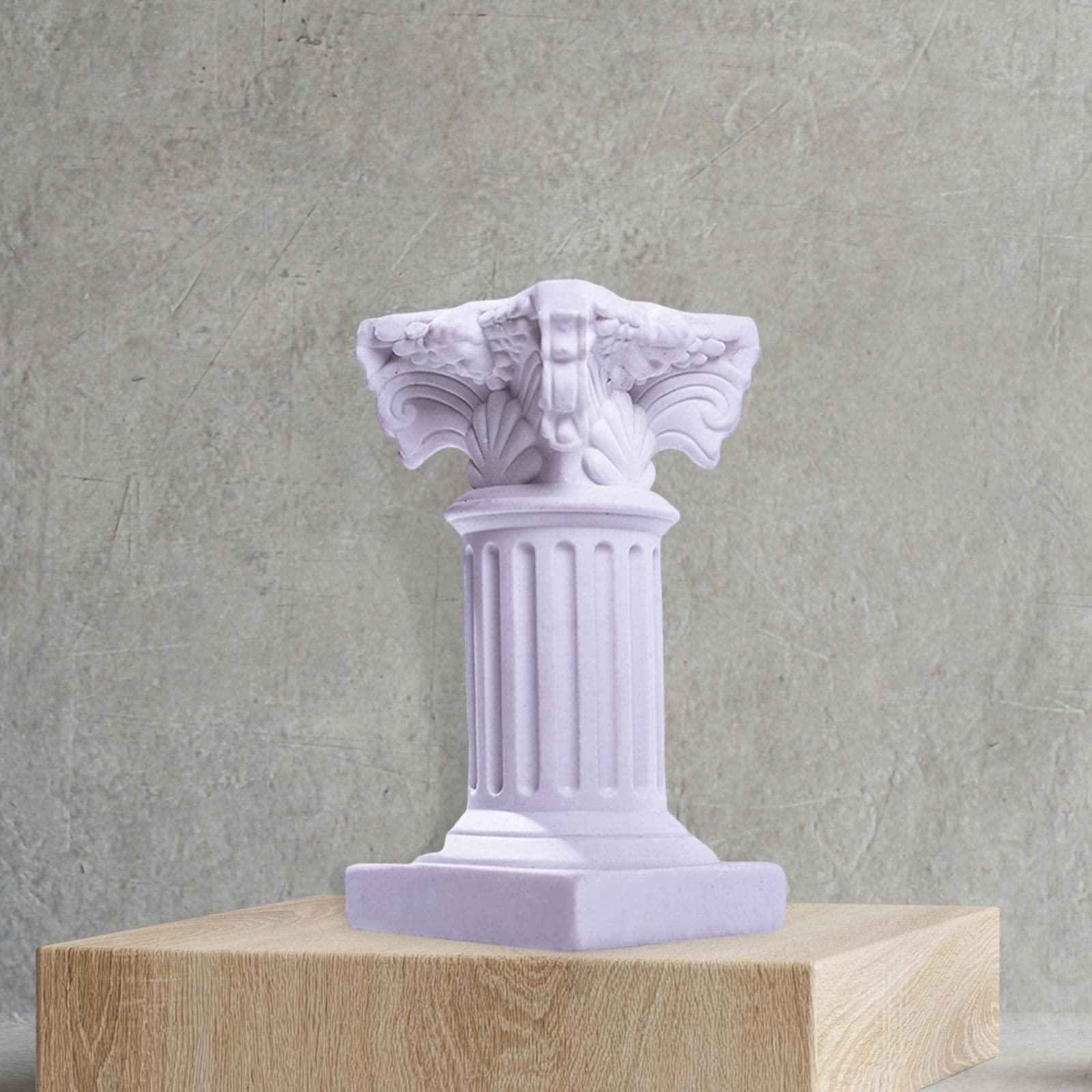 Statua in miniatura a colonna romana con piedistallo, colonna greca, per tavolo paesaggistico, bianco, 3,5 x 6,5 cm