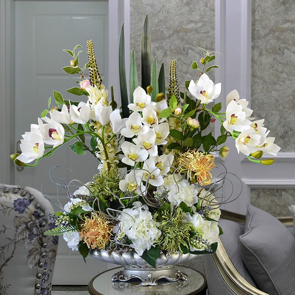con jarrón Flores Artificiales Plantas Flor Falsa para la decoración del hogar Mesa de Oficina Interior Centros de Mesa Flores Falsas