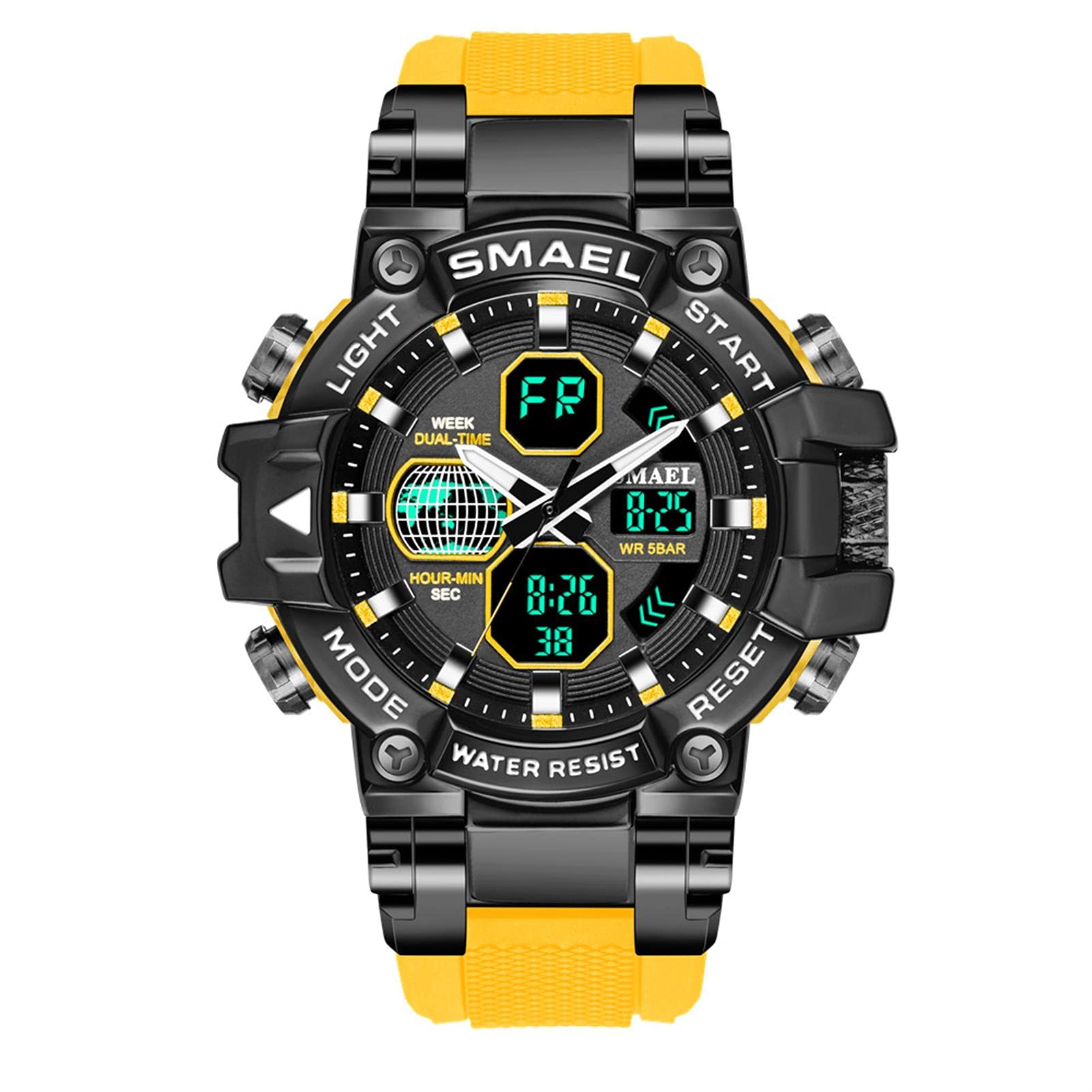 Montre Numérique pour Homme Military Sport Analogique Digital Chronographe Montres pour Homme Étanche LED Résine Montre-Bracelet
