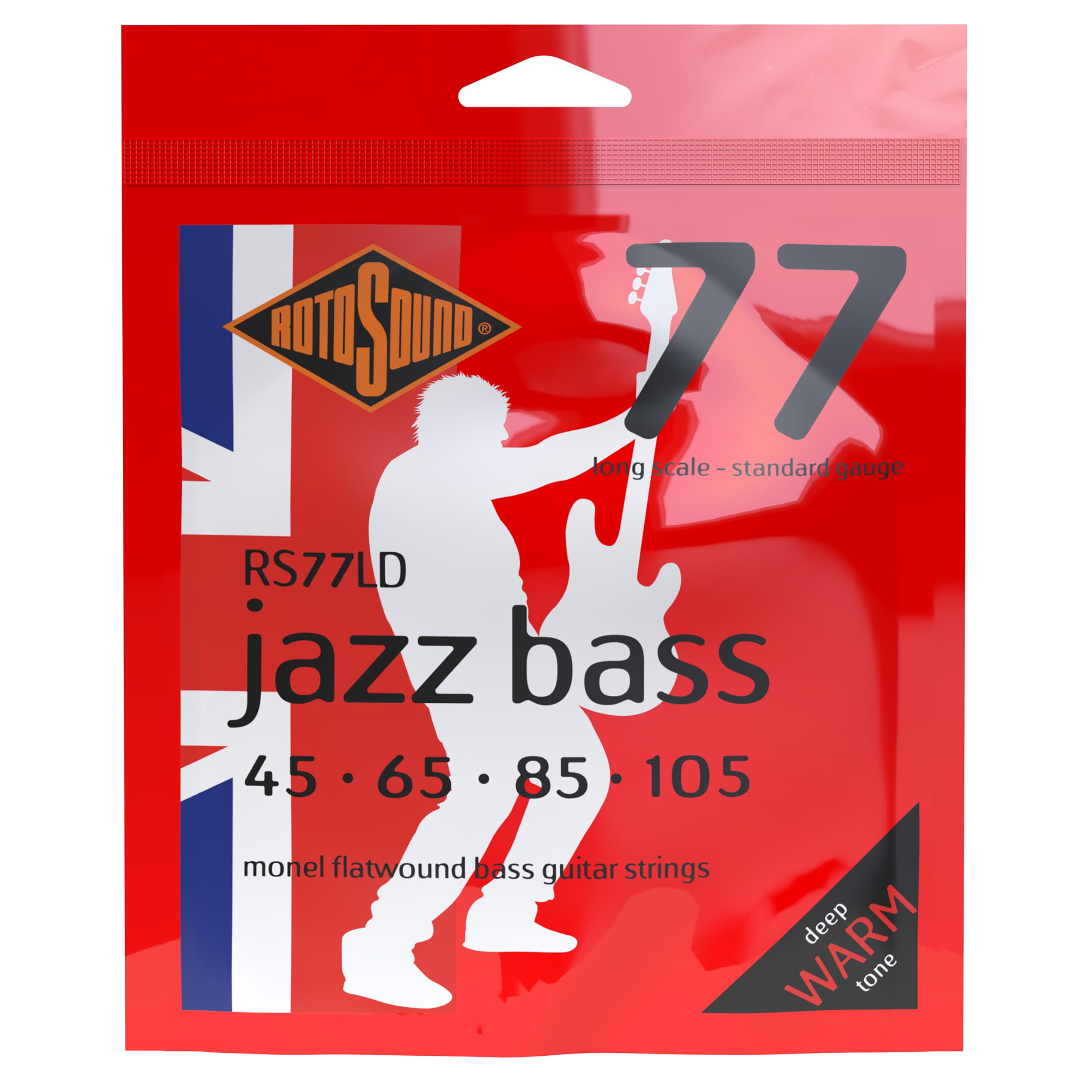 Rotosound Jazz Bass 77 Monel Flatwound Long Scale Bass Strings - 45 65 85 105 Ga
