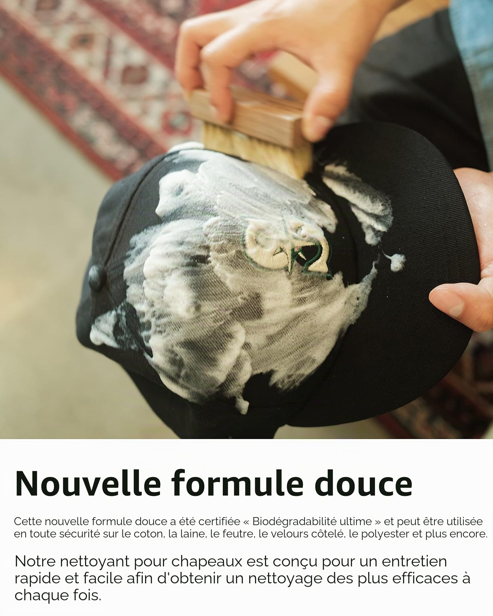 Jason Markk Kit d'entretien pour chapeau, nettoie efficacement les chapeaux, sans danger sur tous les matériaux, spécialement formulé pour le coton, la laine, le feutre et plus encore, sans parfum